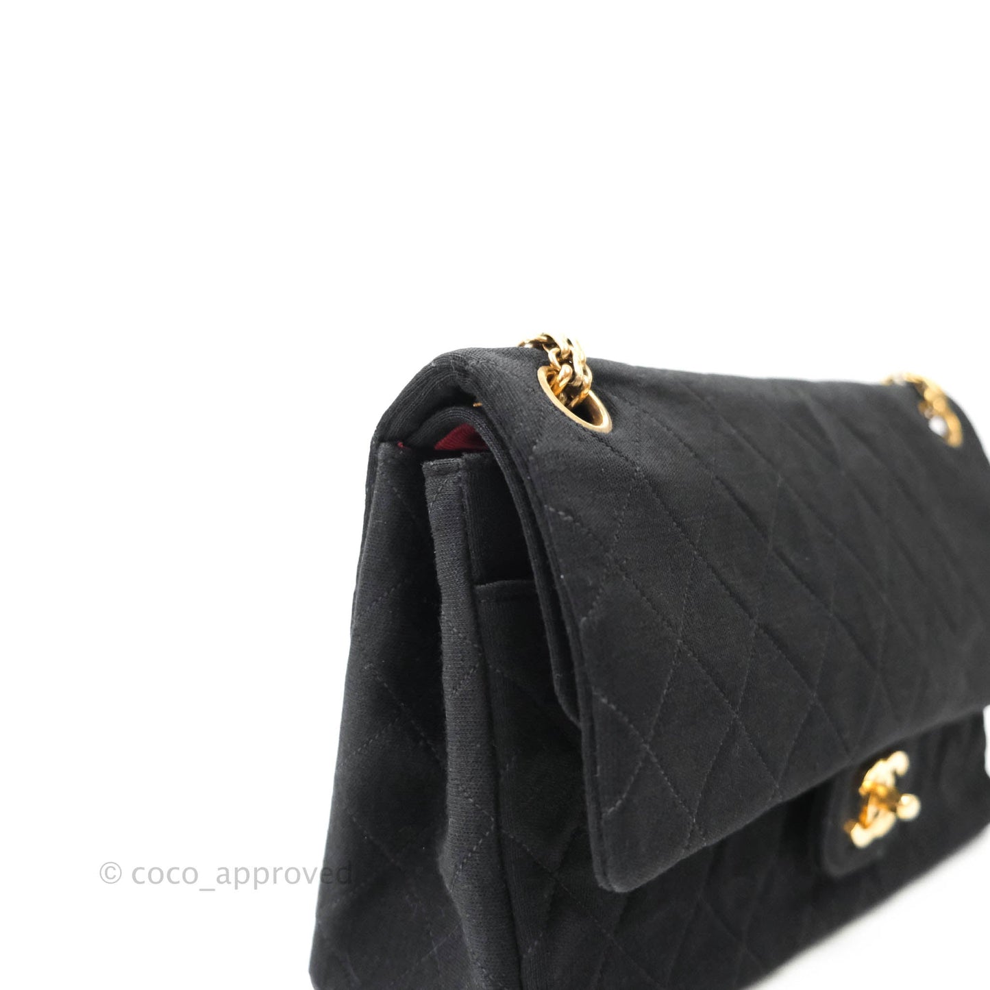Chanel Black Quilted Jersey Medium Classic Double Flap Bag Gold Hardware