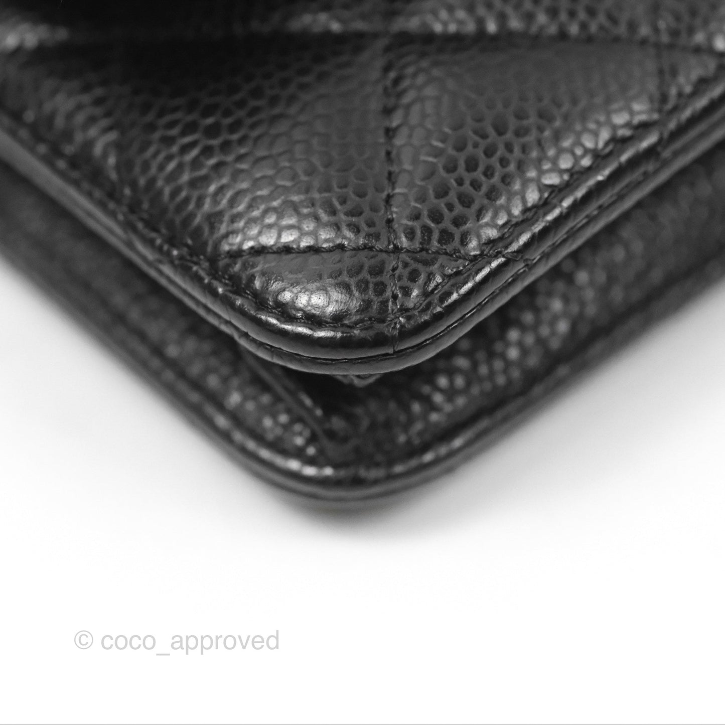 Chanel Quilted Classic Wallet On Chain WOC Black Caviar Silver Hardware