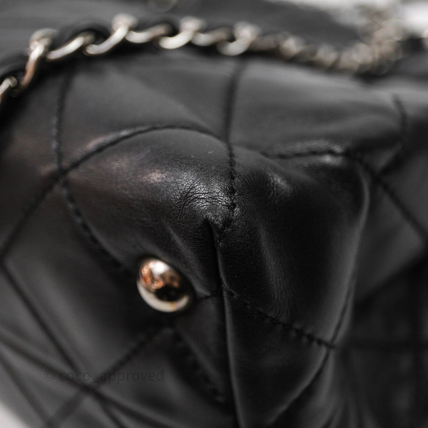Chanel In The Business Tote Bag Black Calfskin Silver Hardware