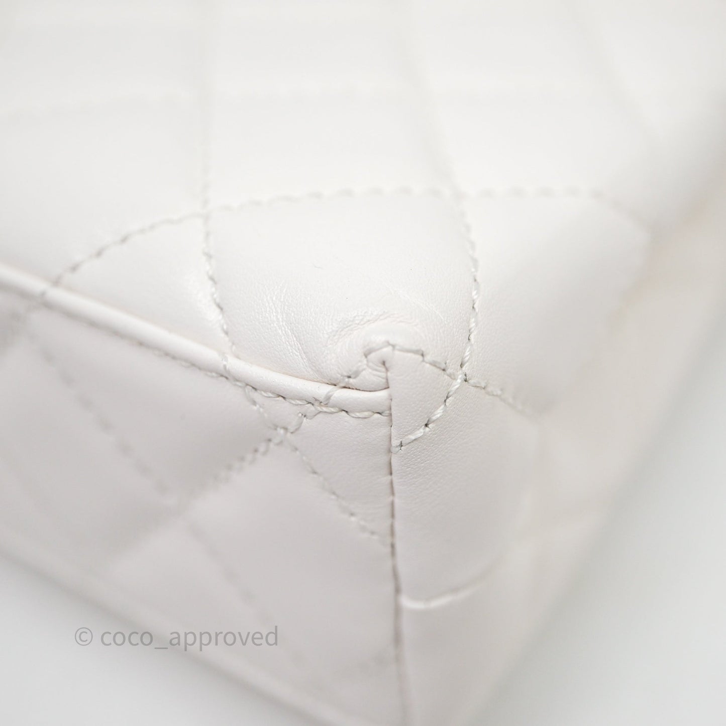 Chanel Kelly Bag Quilted White Lambskin Aged Gold Hardware