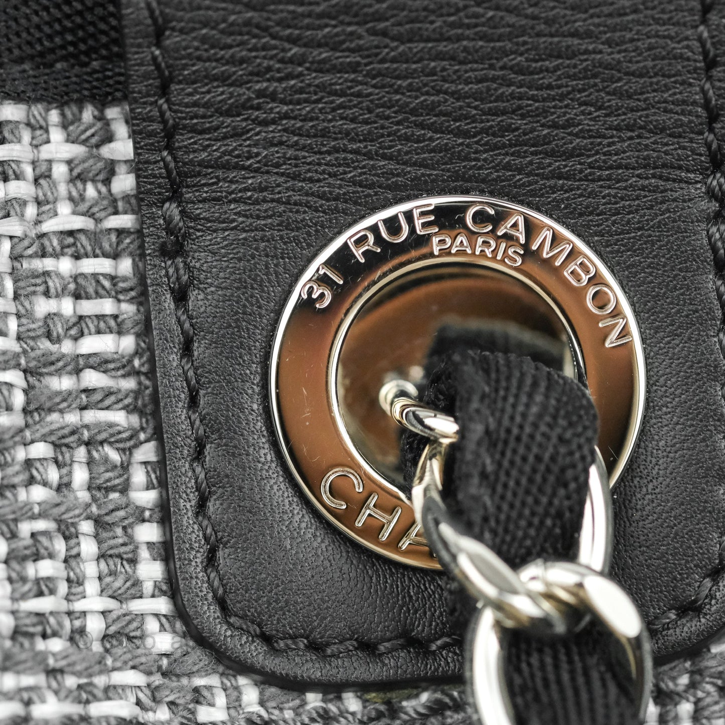 Chanel Large Deauville Charcoal Grey Tweed