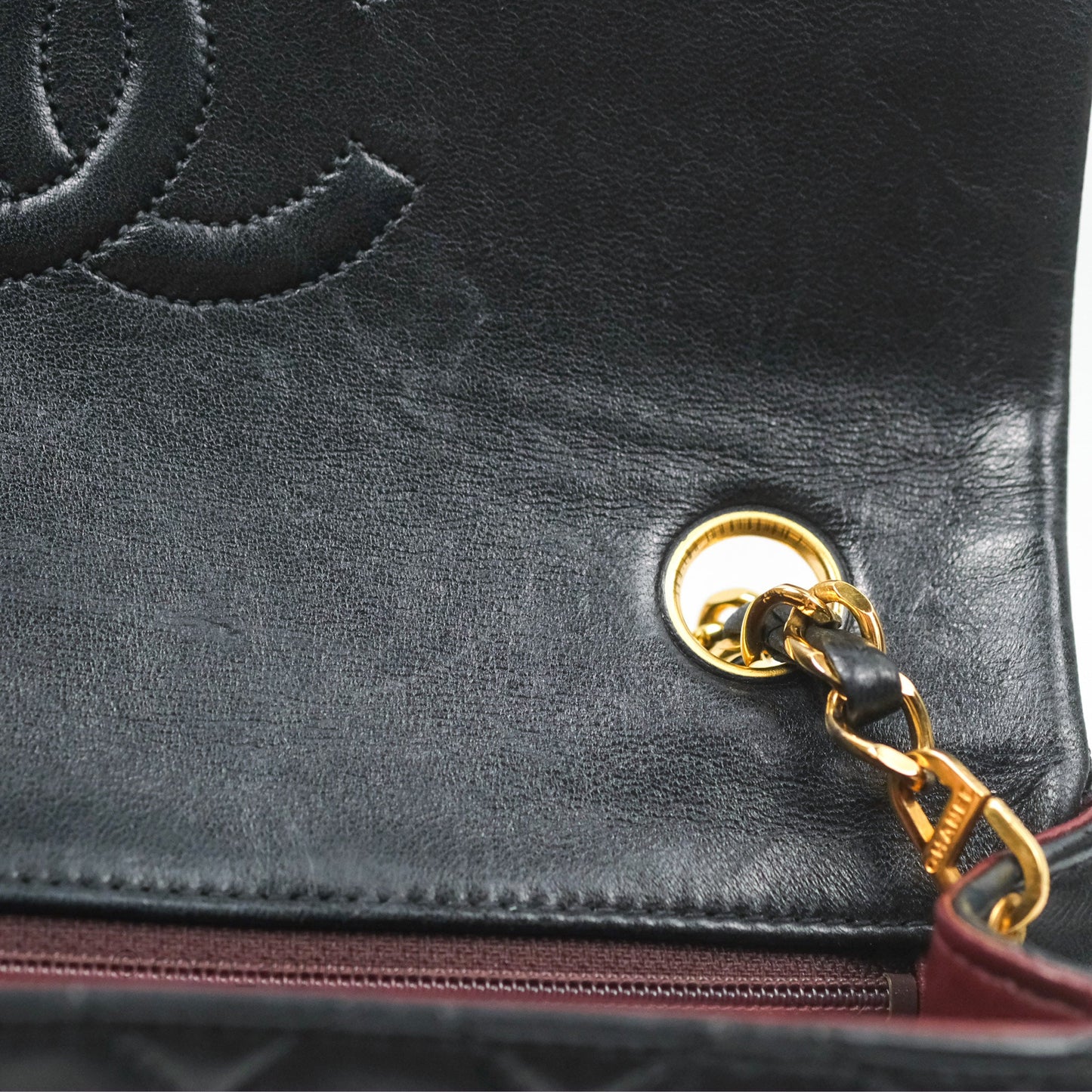 Chanel Vintage Square Flap Bag Black Lambskin 24K Gold Hardware