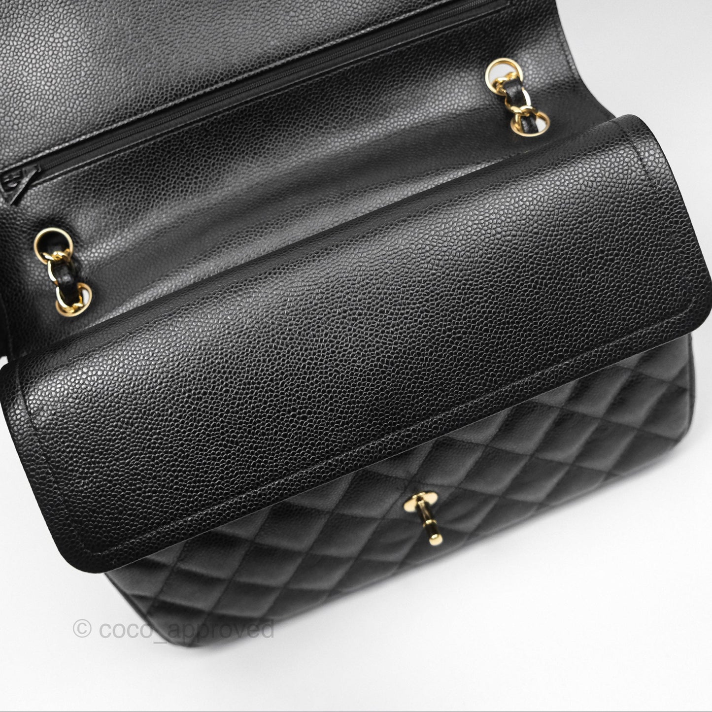 Chanel Jumbo Double Flap Black Caviar Gold Hardware⁣⁣