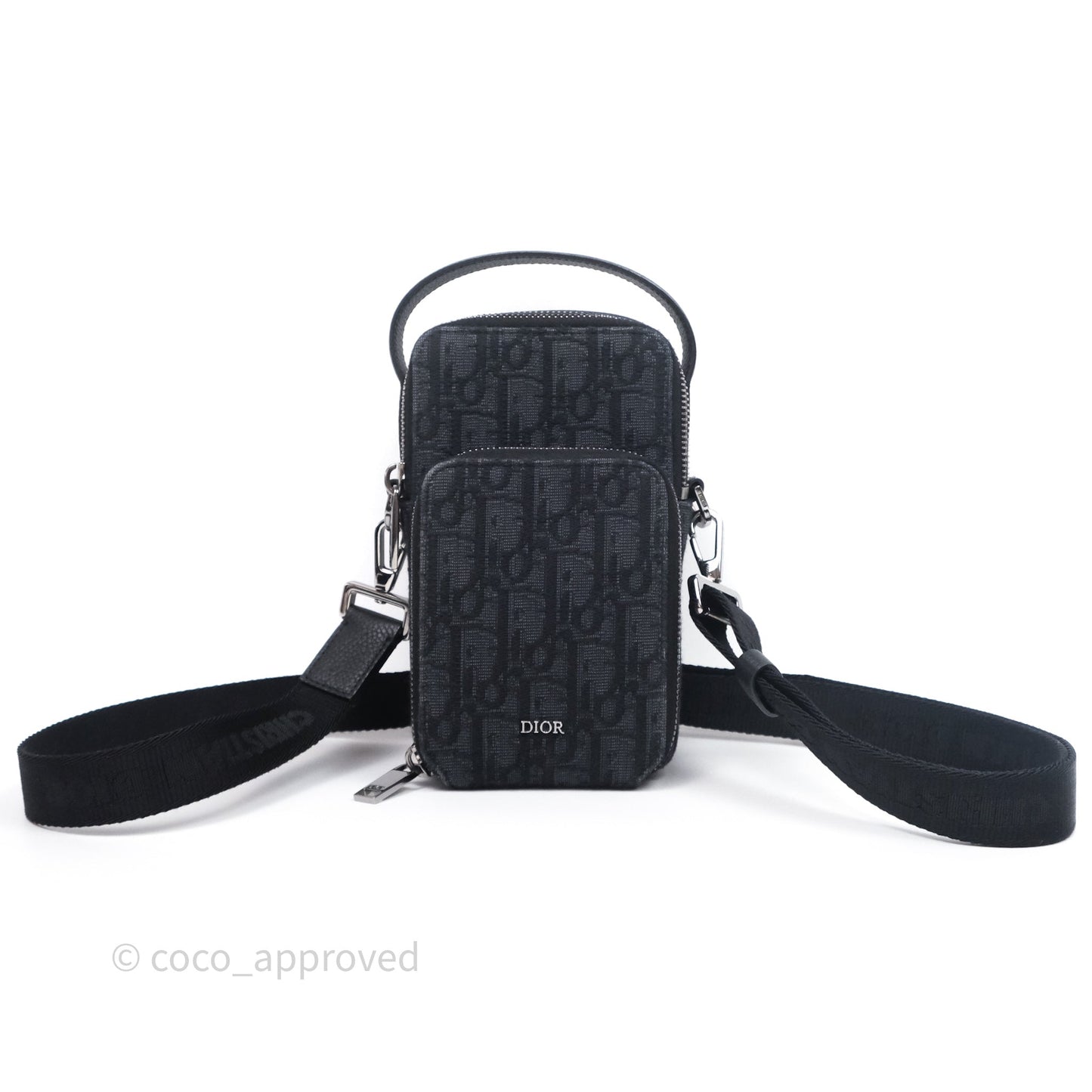Christian Dior Men's Crossbody Bag Black Oblique Canvas