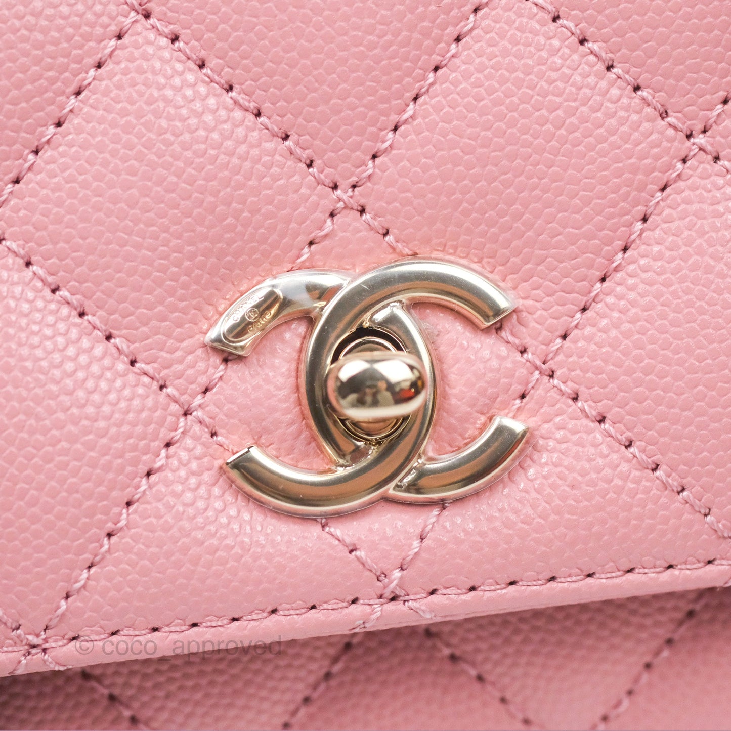 Chanel Mini Coco Handle Quilted Pink Caviar Gold Hardware
