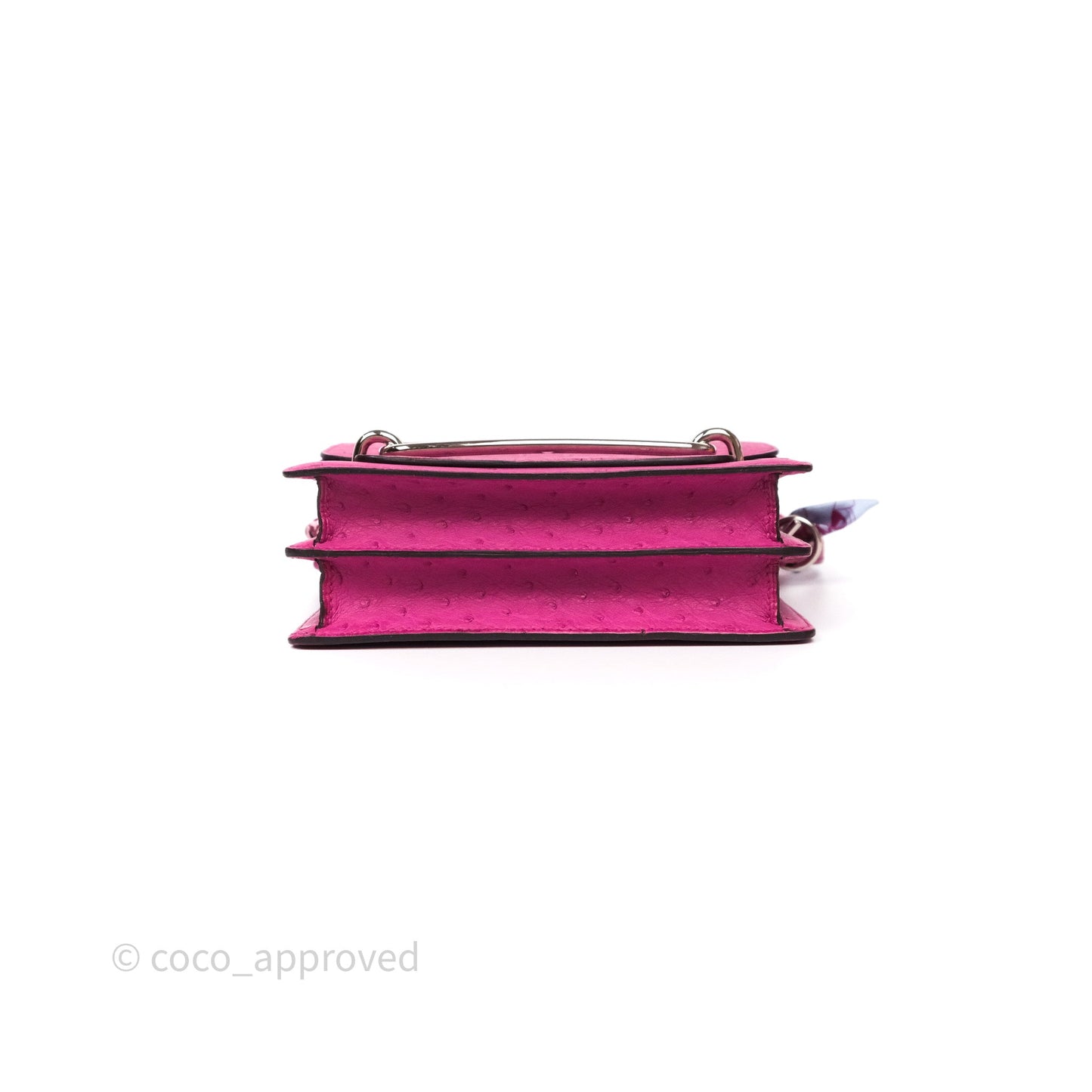 Hermès Roulis Mini 18 Rose Pourpre L3 Autruche Palladium Hardware