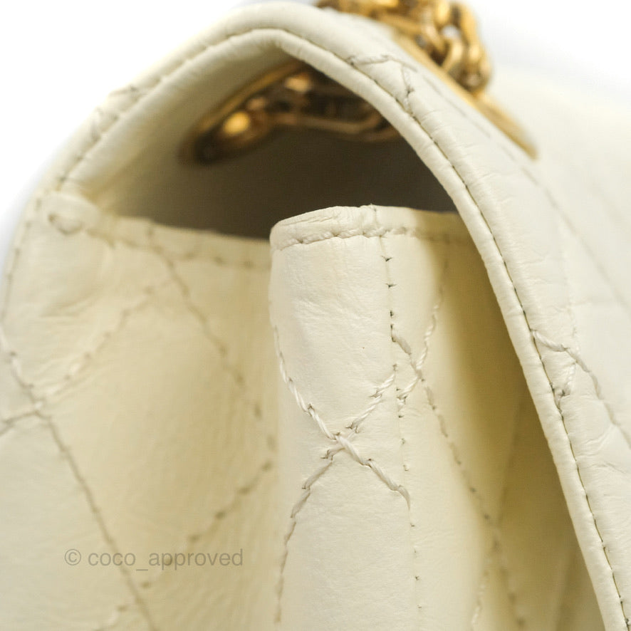 Chanel Mini Reissue 224 White Ivory Aged Calfskin Aged Gold Hardware