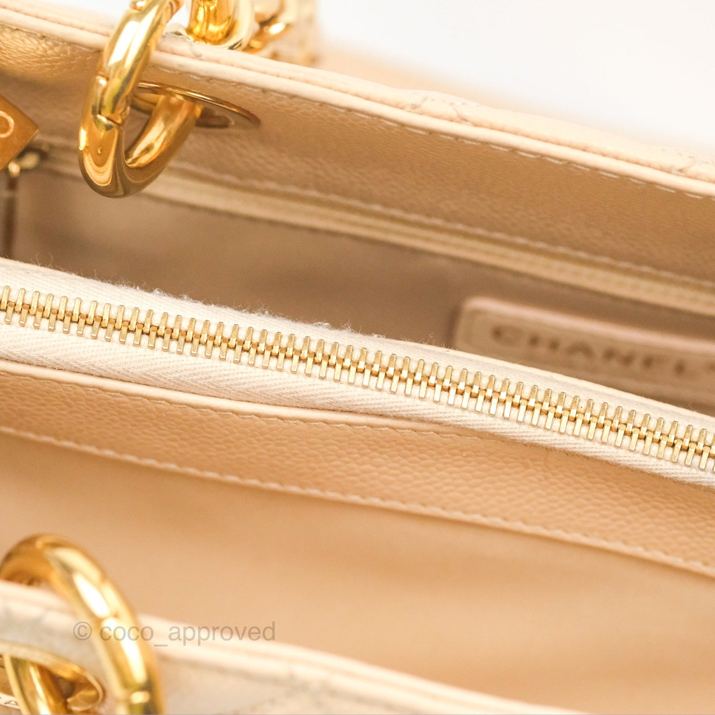 Chanel GST Beige Caviar Gold Hardware