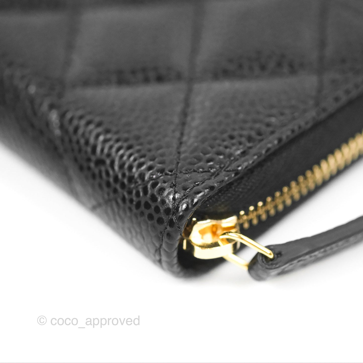 Chanel Classic Zipped Coin Purse Black Caviar Gold Hardware