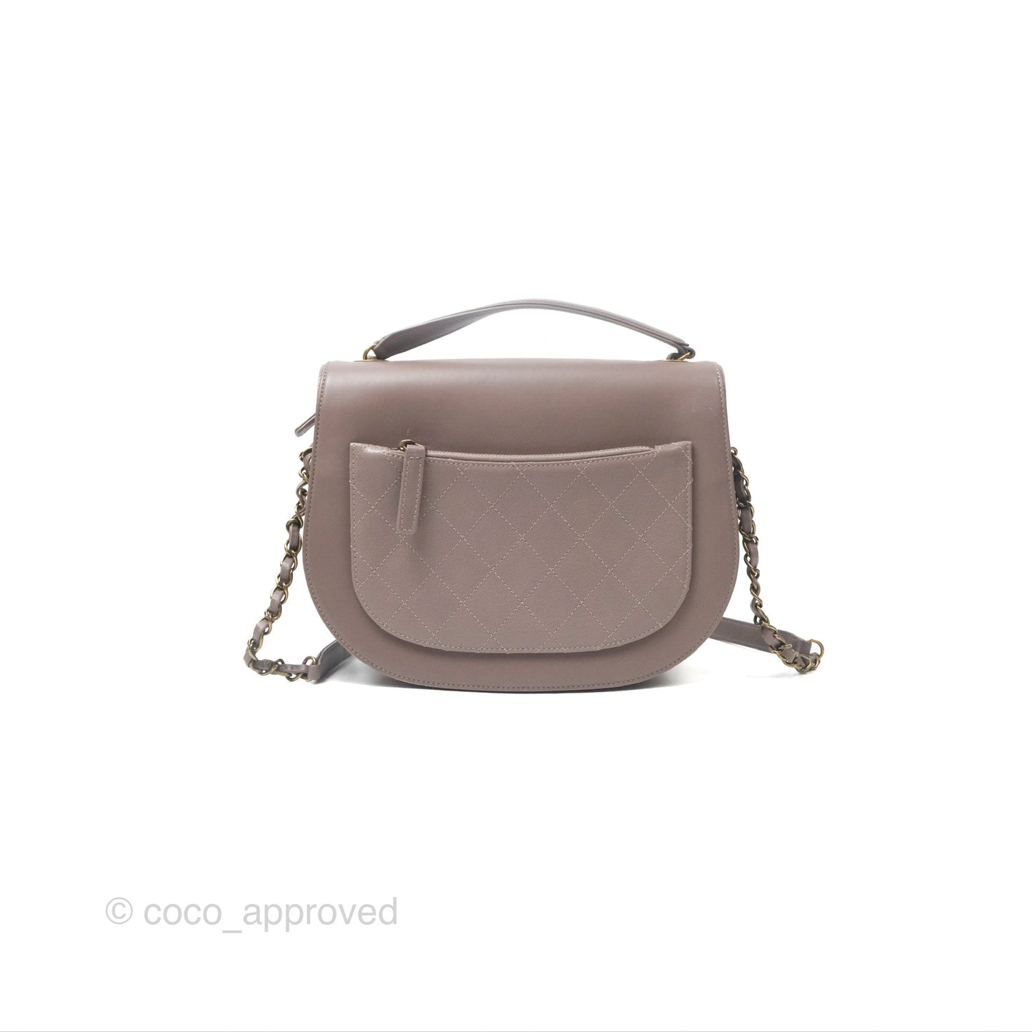 Chanel Coco Curve Flap Burnished Lilac Grey Calfskin Goatskin Antique Gold Hardware