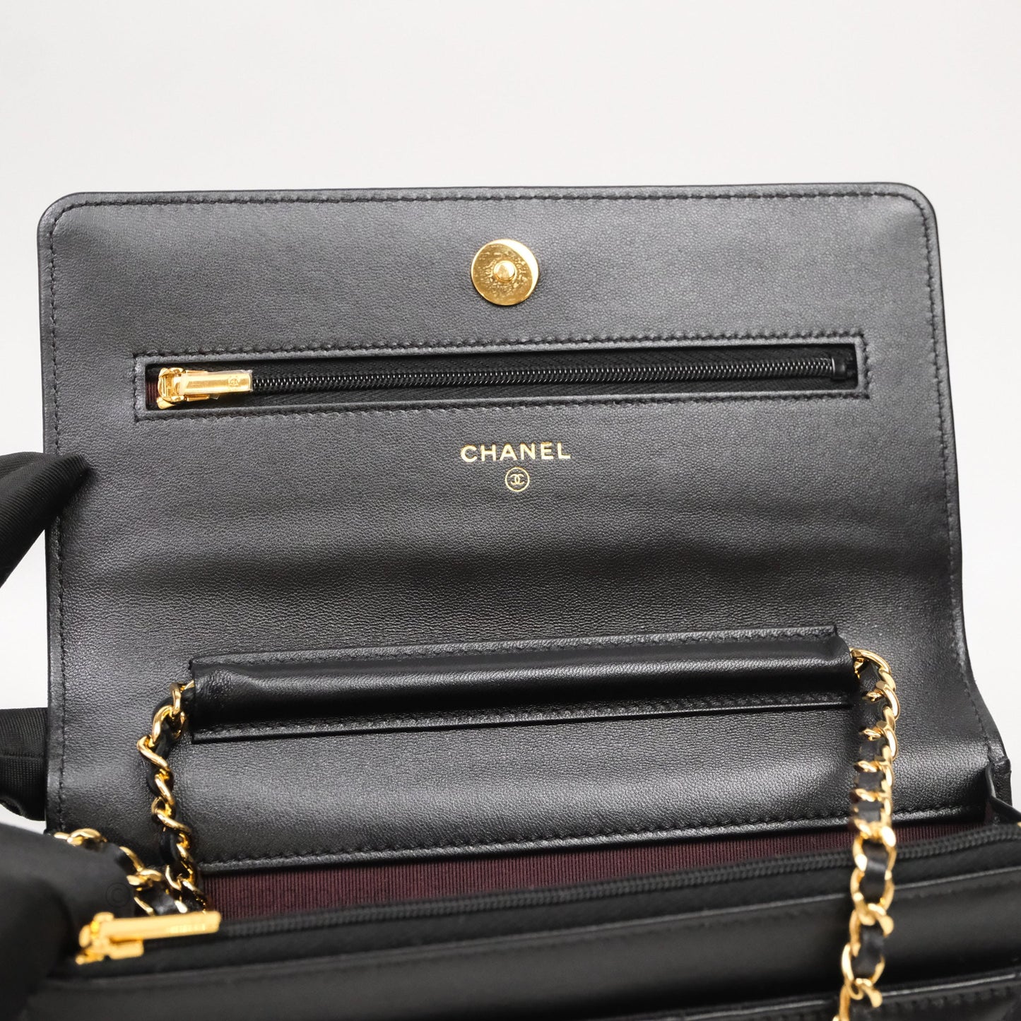 Chanel Quilted WOC Black Lambskin Gold Hardware