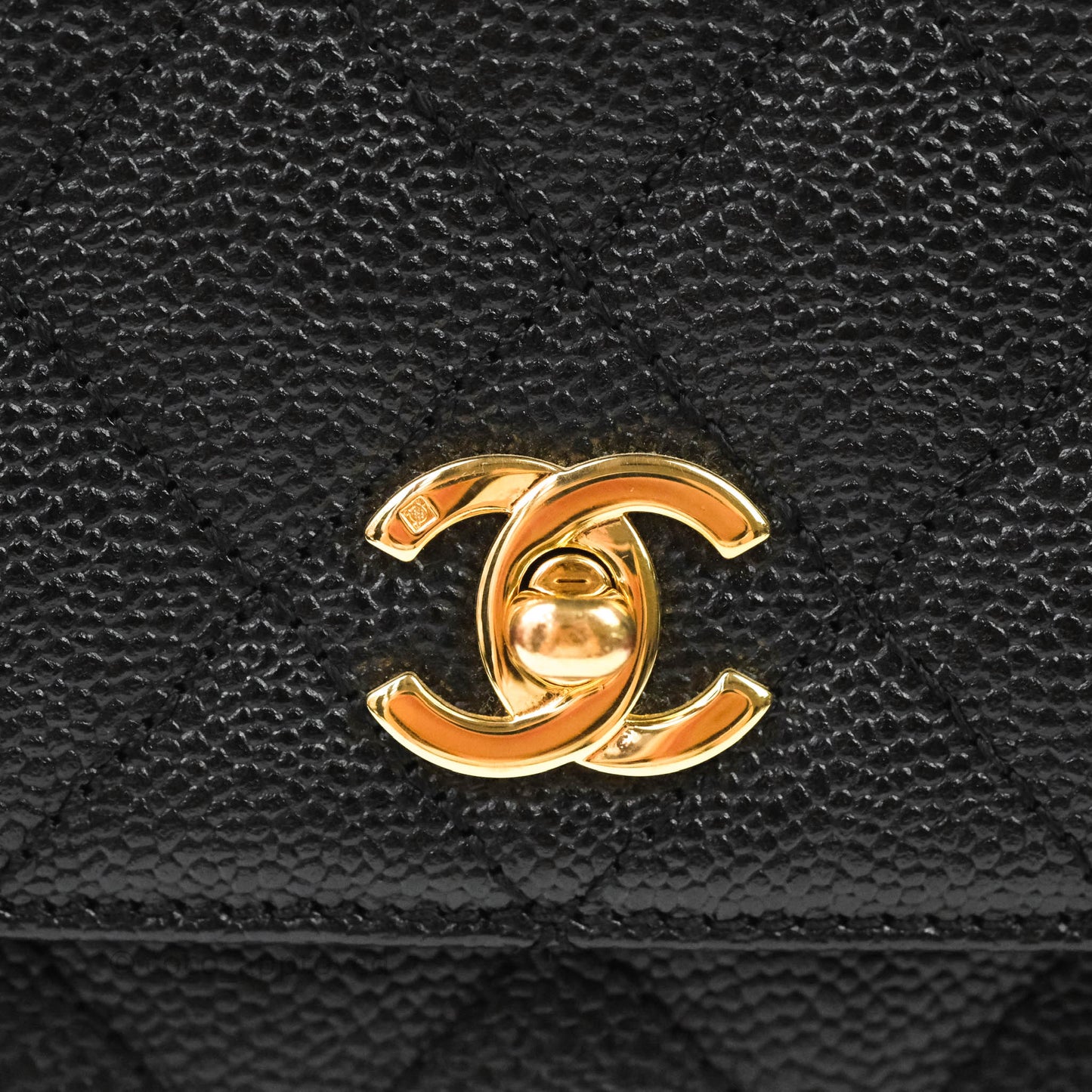 Chanel Kelly Quilted Flap Tote Black Caviar 24K Gold Hardware