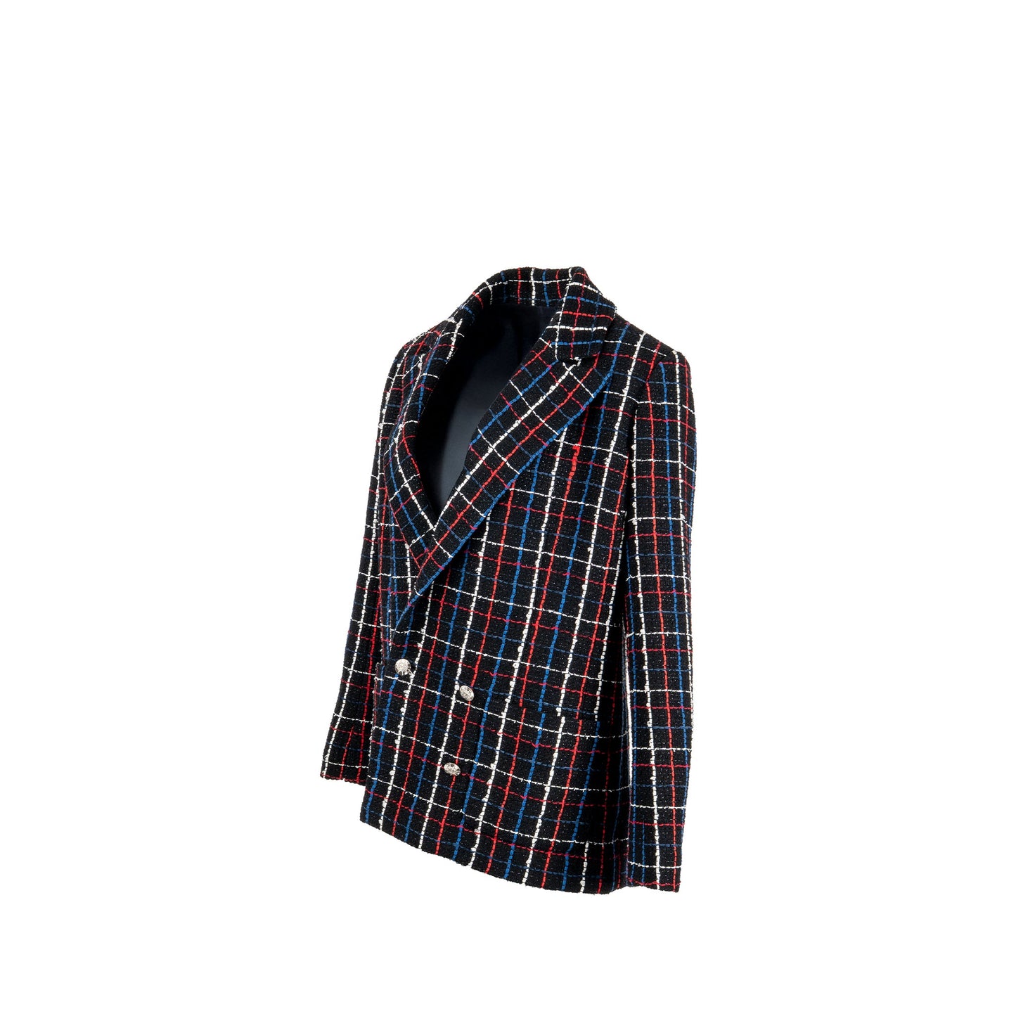 Chanel Size 40 CC Button Tweed Jacket Cotton/Polyester Black/Multicolour