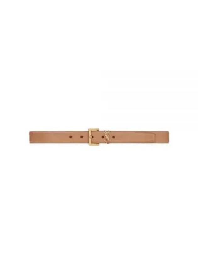 Luxury Saint Laurent Monogram Logo Belt Beige