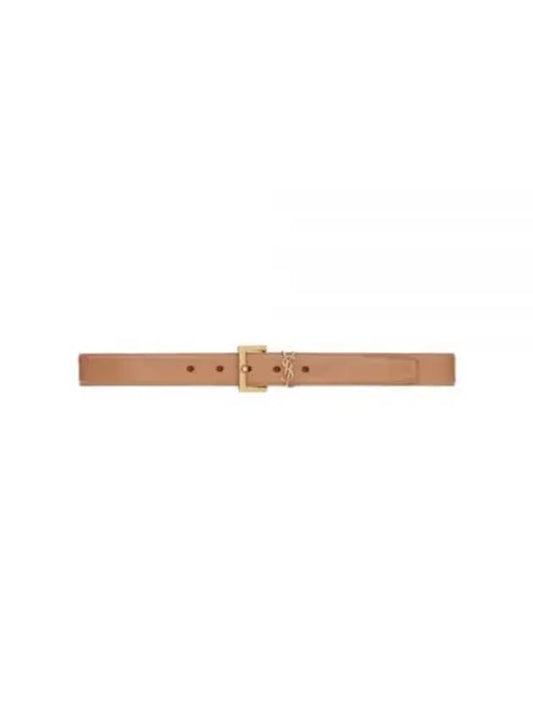 Luxury Saint Laurent Monogram Logo Belt Beige