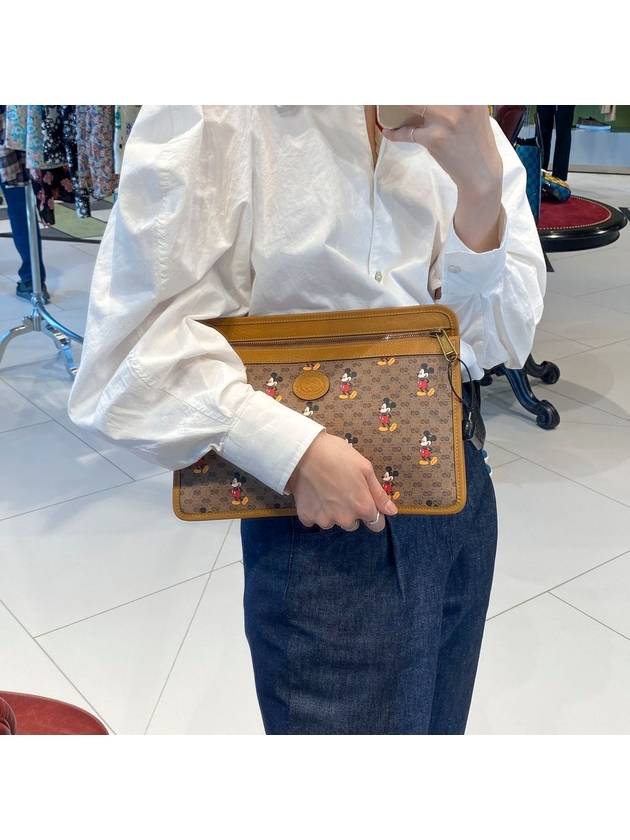 Luxury Gucci Trending 2025 Disney Mickey Mouse Clutch Brown