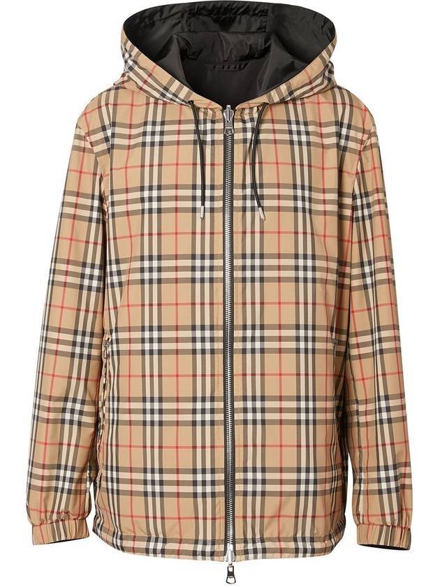 Luxury Burberry Reversible Vintage Check Hooded Jacket Archive Beige