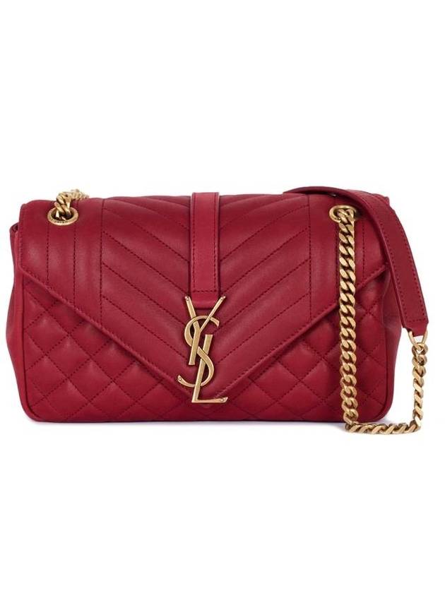 Luxury Saint Laurent Gold Monogram Satchel Cross Bag Red