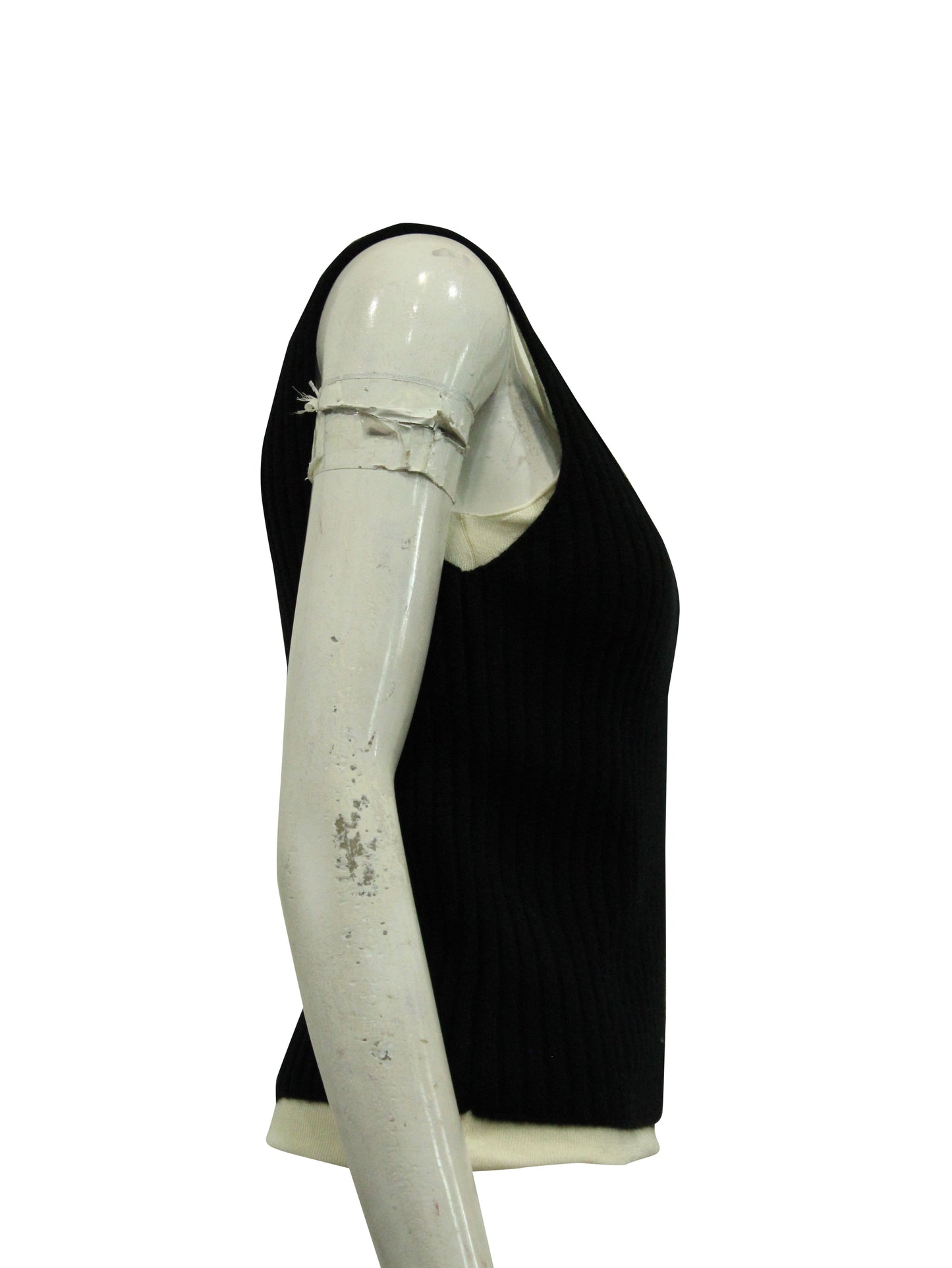 Luxury Bottega Veneta Ribbed Tank Vest in Black Cashmere