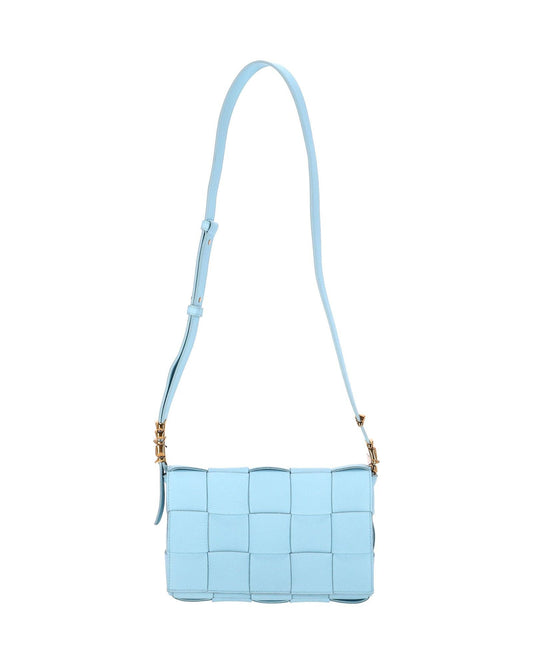 Luxury Bottega Veneta Cassette Crossbody Bag in Turquoise Blue Leather