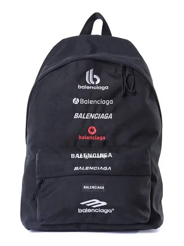 Luxury Balenciaga Explorer Embroidered Logo Backpack Black