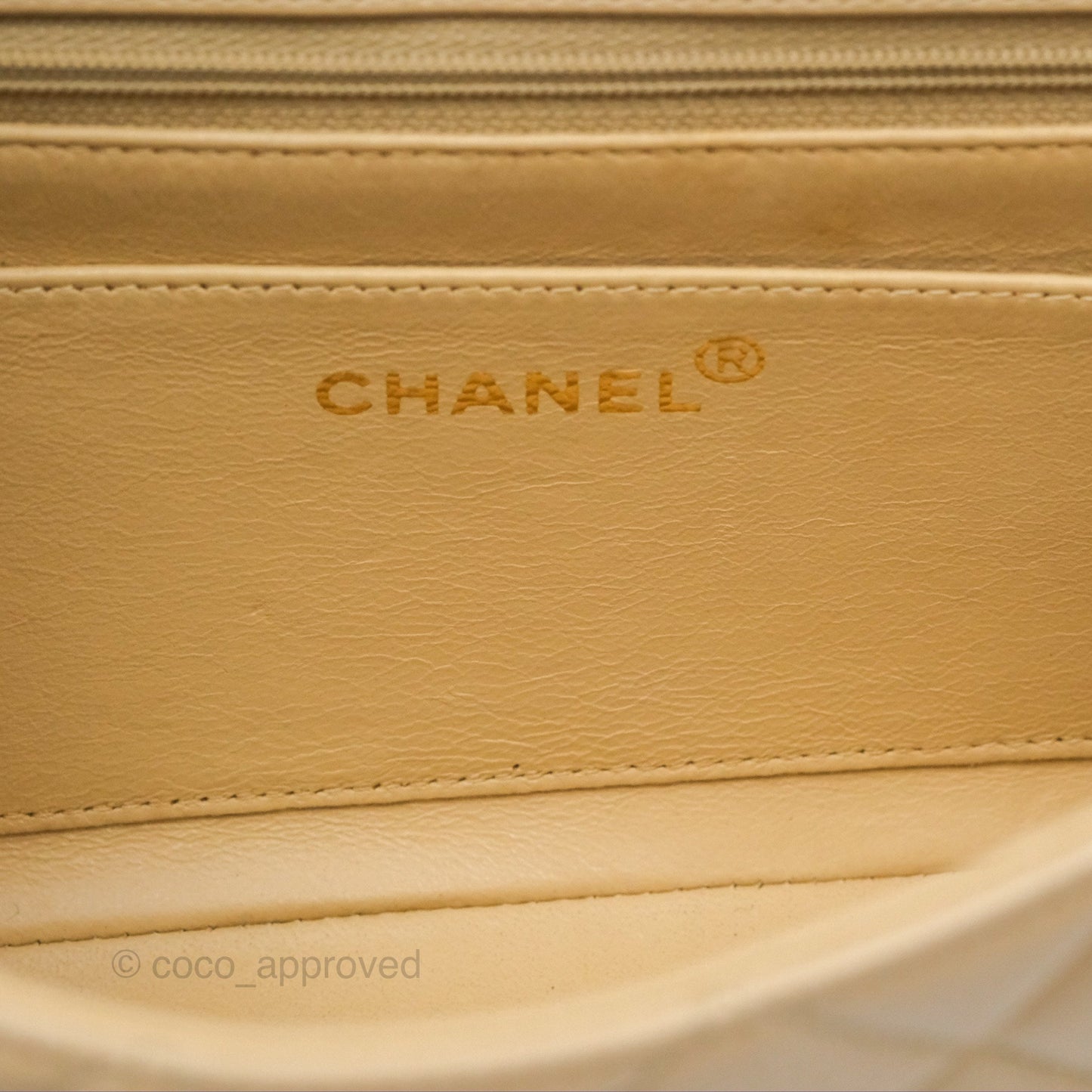 Chanel Vintage Small Quilted Classic Diana Flap Bag Beige Lambskin 24K Gold Hardware