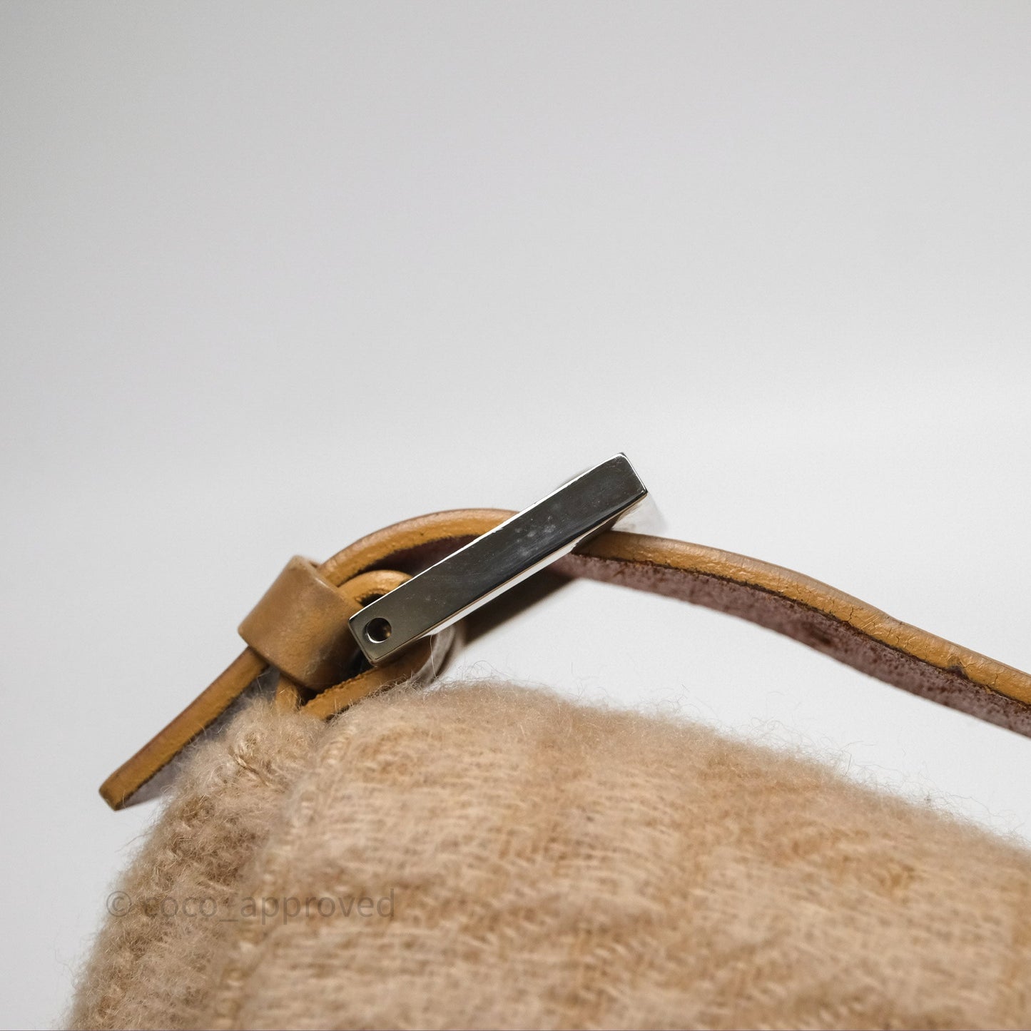 Fendi Vintage Baguette Shoulder Bag Wool Beige