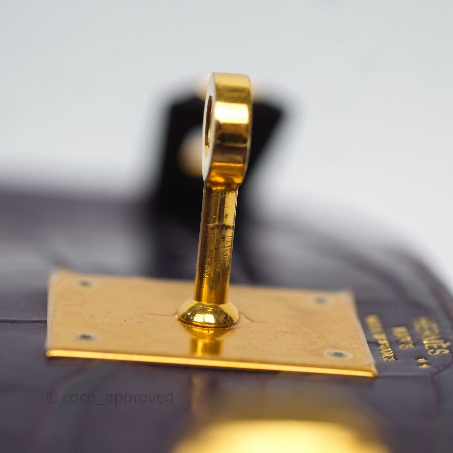 Hermès Kelly 28 Purple Crocodile Gold Hardware