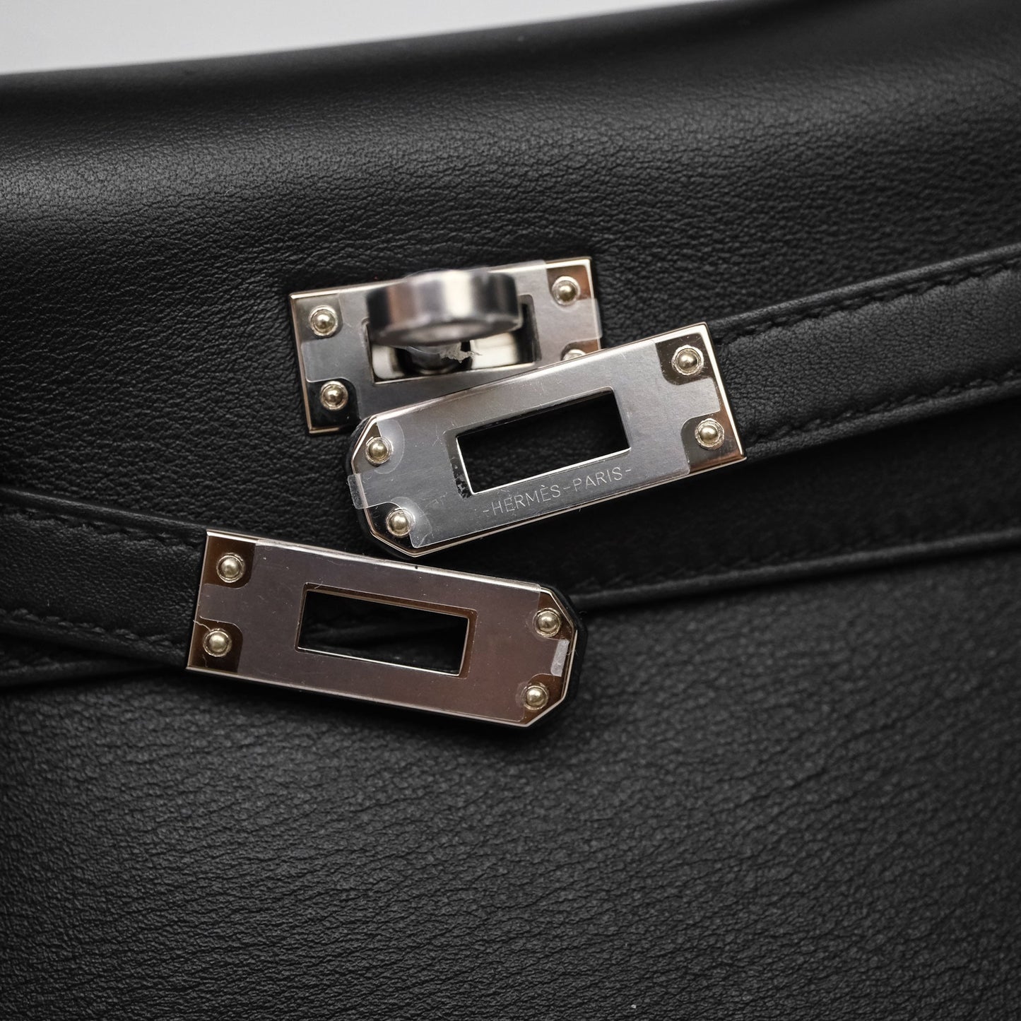 Hermès Kelly Pochette Clutch Black Swift Palladium Hardware