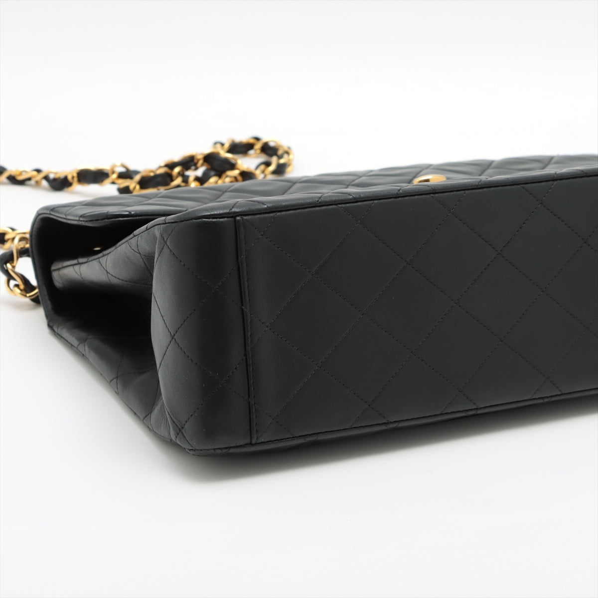 CHANEL DECAMATRASSE 34 MAXI RUMSKIN Single Flap Double Chain Bag Black G  A58601 Gold Tools Nonede Noise