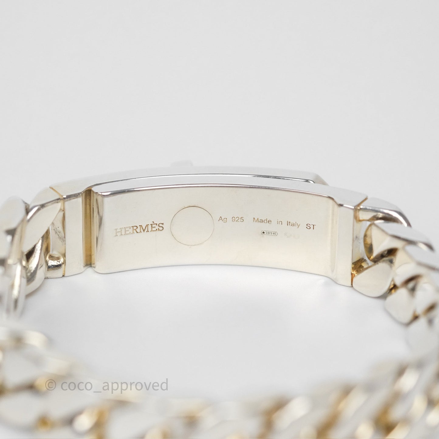 Hermes Kelly Gourmette GM Bracelet Silver Size ST