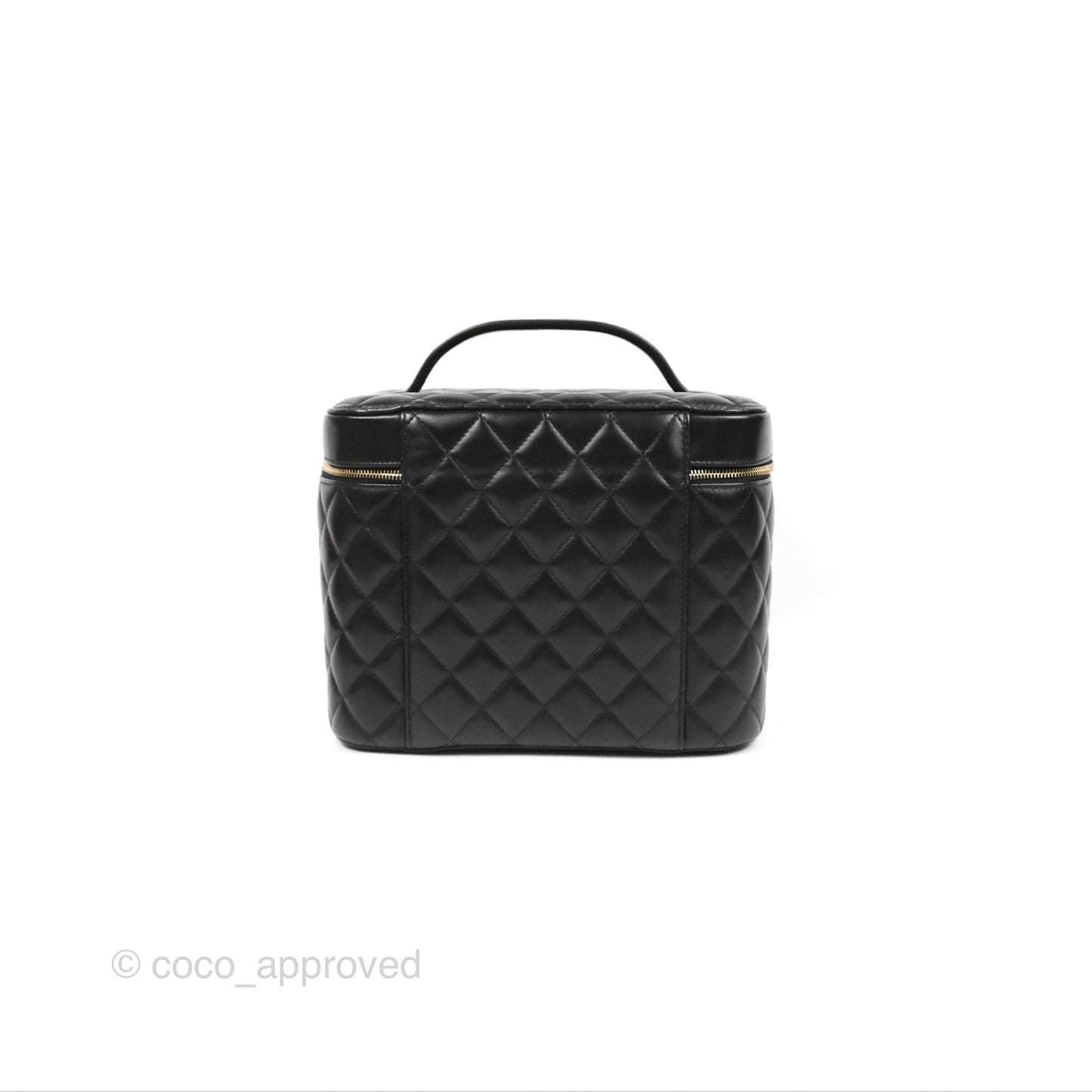 Chanel Classic Cosmetic Vanity Pouch Quilted Black Lambskin Gold Hardware