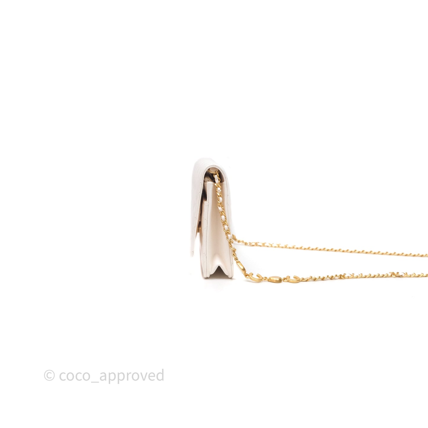 Chanel Coco Heart Chain WOC Ivory White Lambskin Aged Gold Hardware 22K