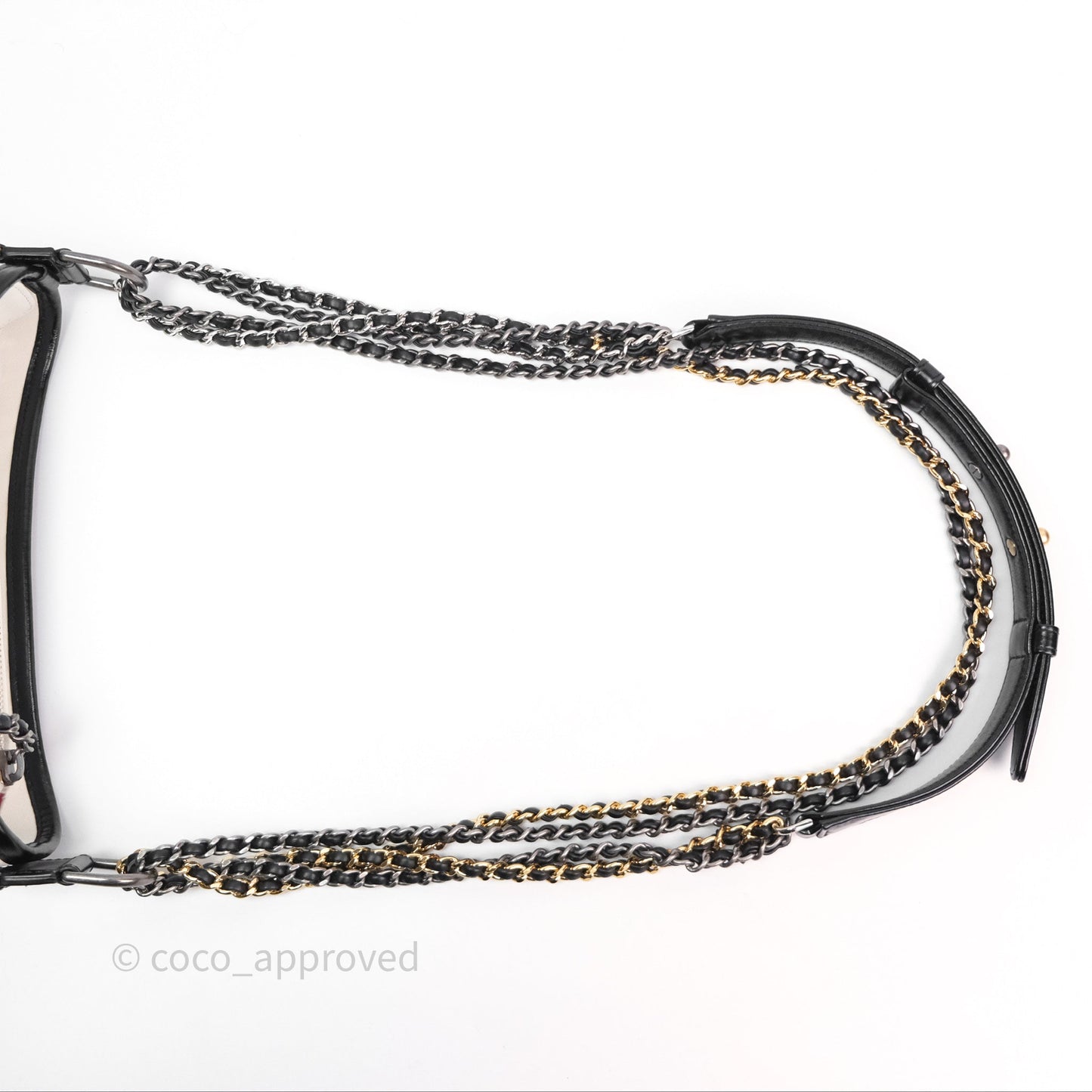 Chanel Small Gabrielle Hobo Quilted Black White Aged Calfskin