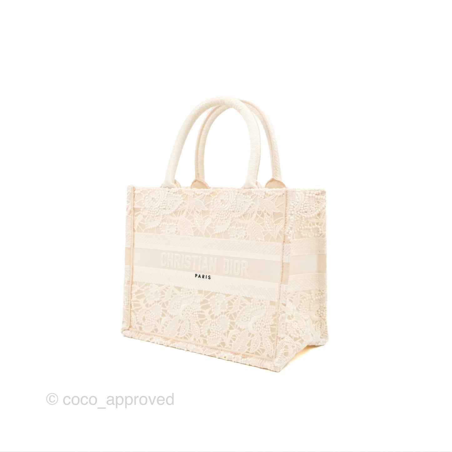 Dior Small Book Tote Natural Macramé-Effect Embroidery