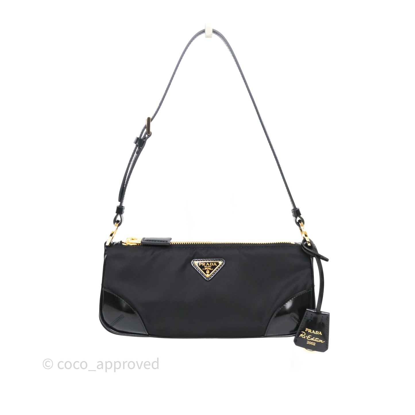 Prada Re-Edition 2002 Re-Nylon Small Shoulder Bag Black Gold Hardware