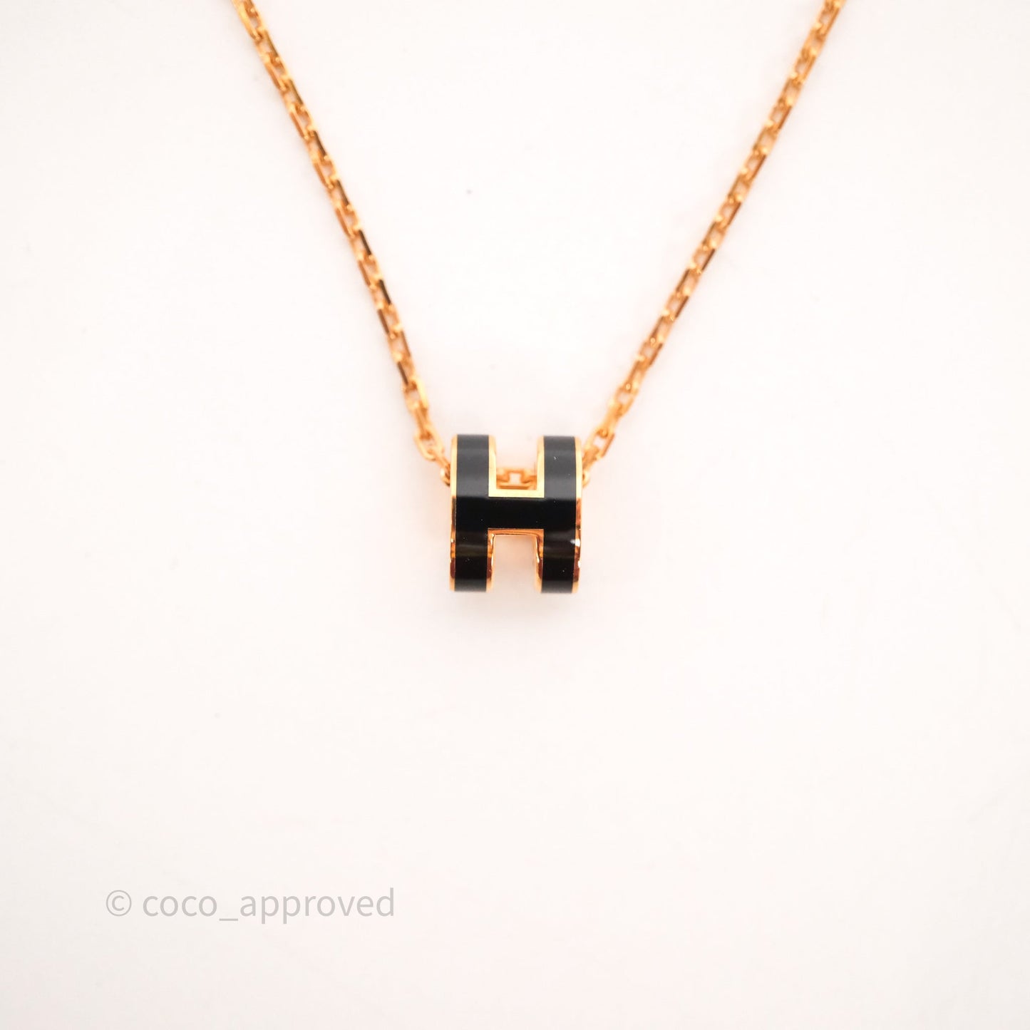 Hermès Mini Pop H Pendant Necklace Black Rose Gold Hardware