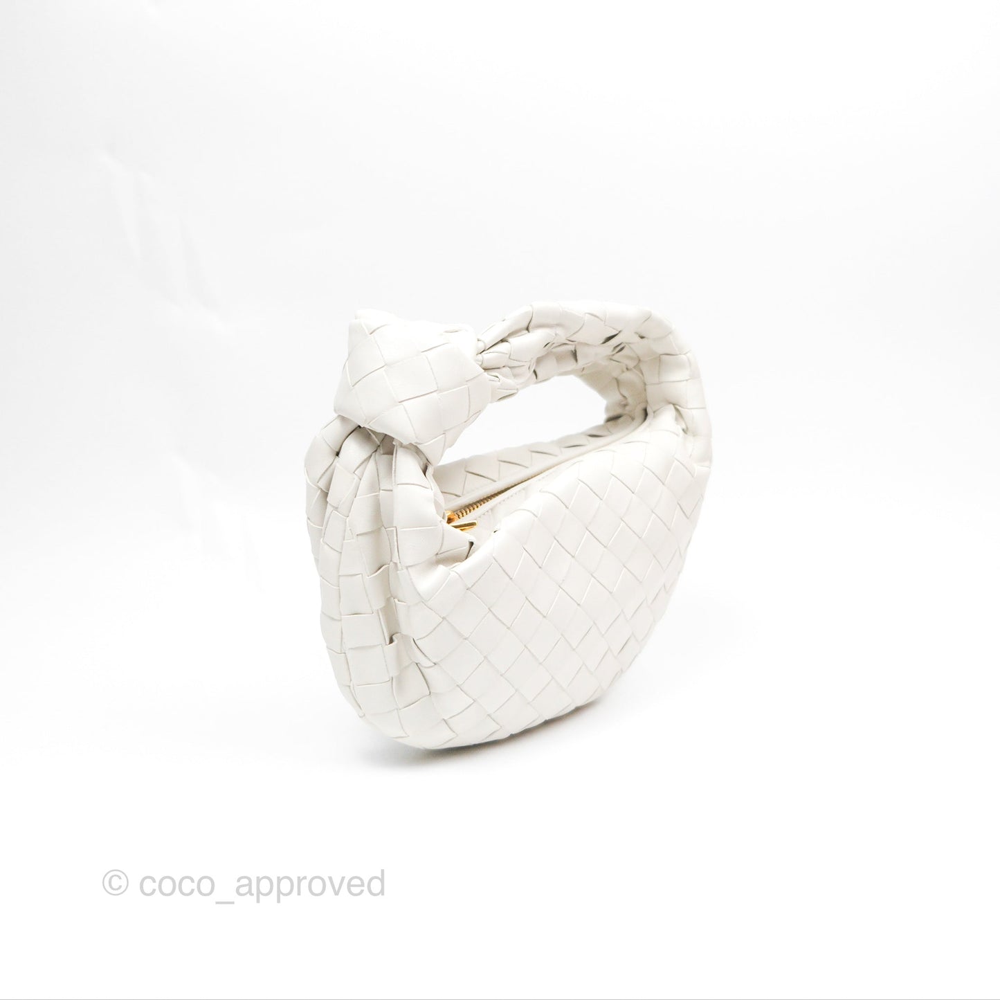 Bottega Veneta Mini Jodie Bag Intrecciato White Lambskin