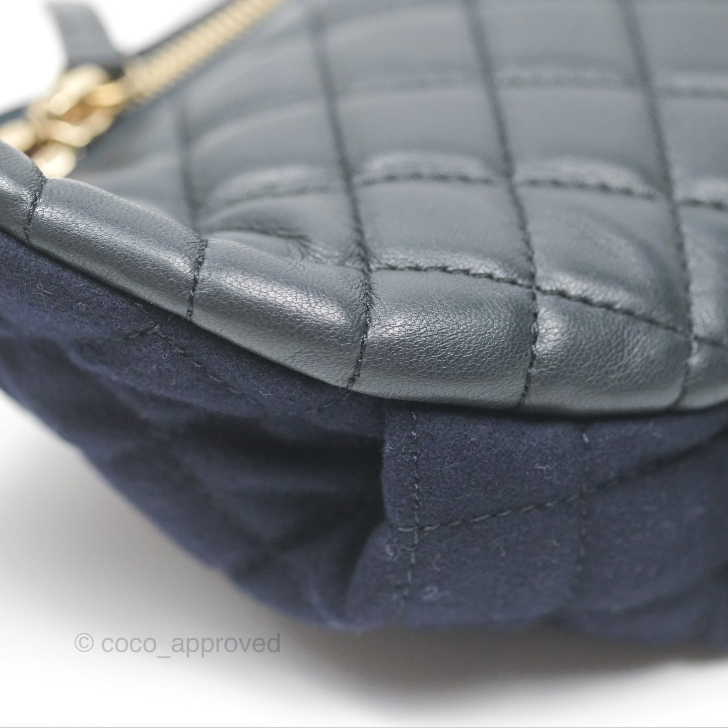 Chanel Paris Hamburg Charms Belt Bag Navy Wool Lambskin