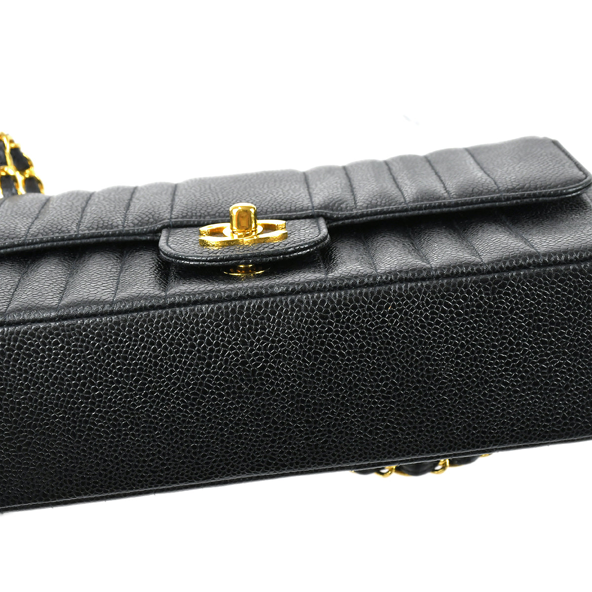 Luxury Chanel 1991-1994 Black Caviar Medium Vertical Stitch Classic Single Flap Bag