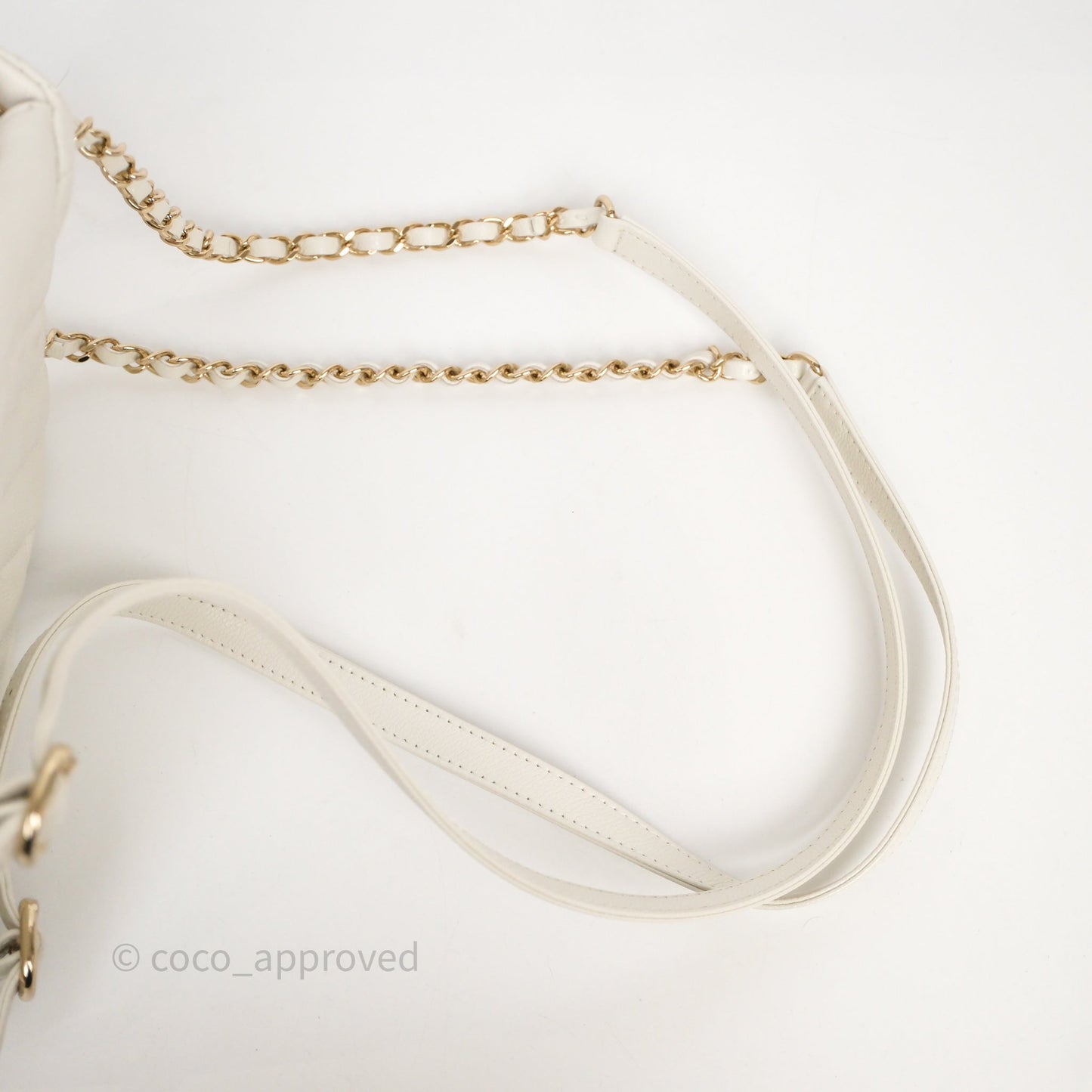 Chanel Duma Backpack Medium White Caviar Gold Hardware