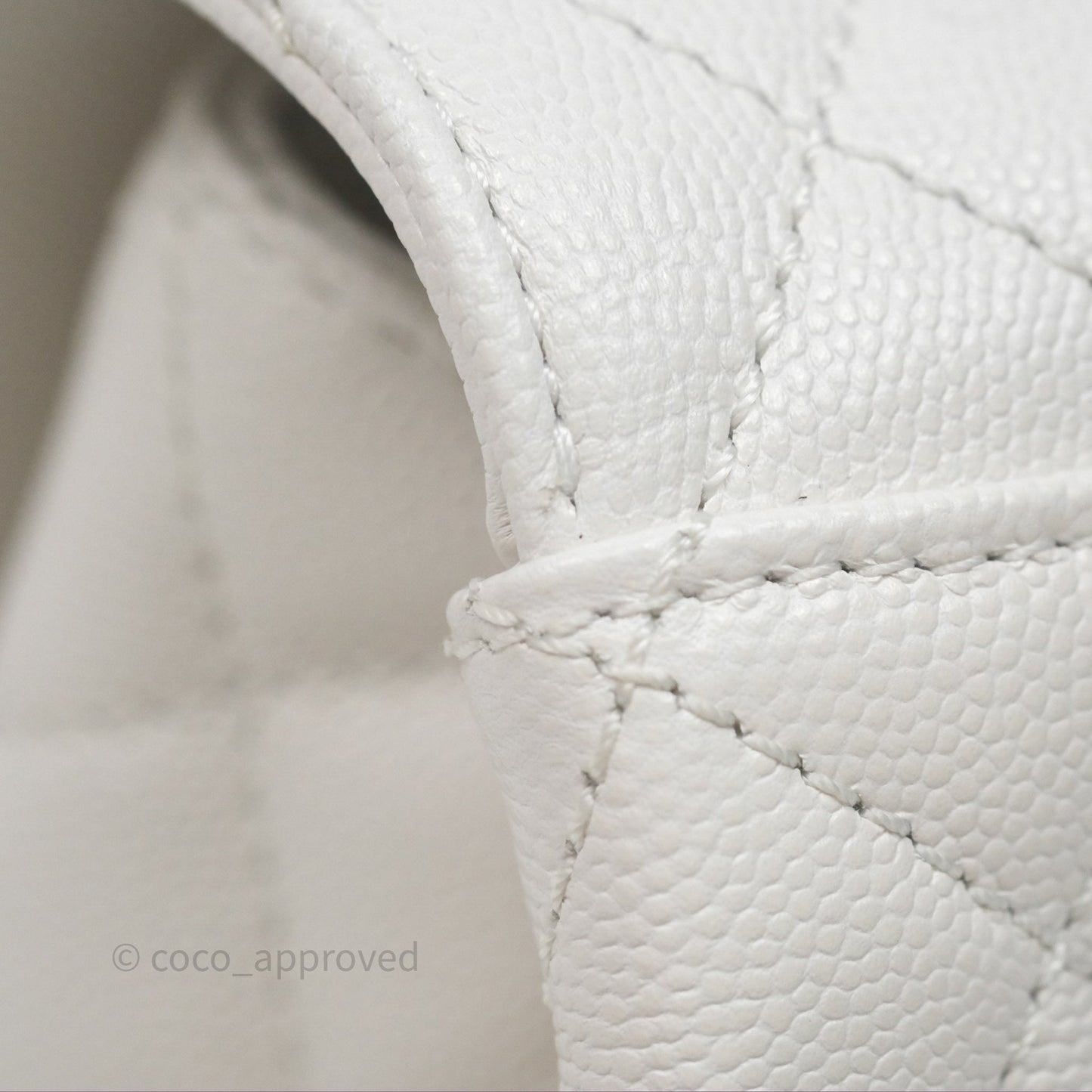 Chanel Small Coco Handle Quilted White Caviar Gold Hardware