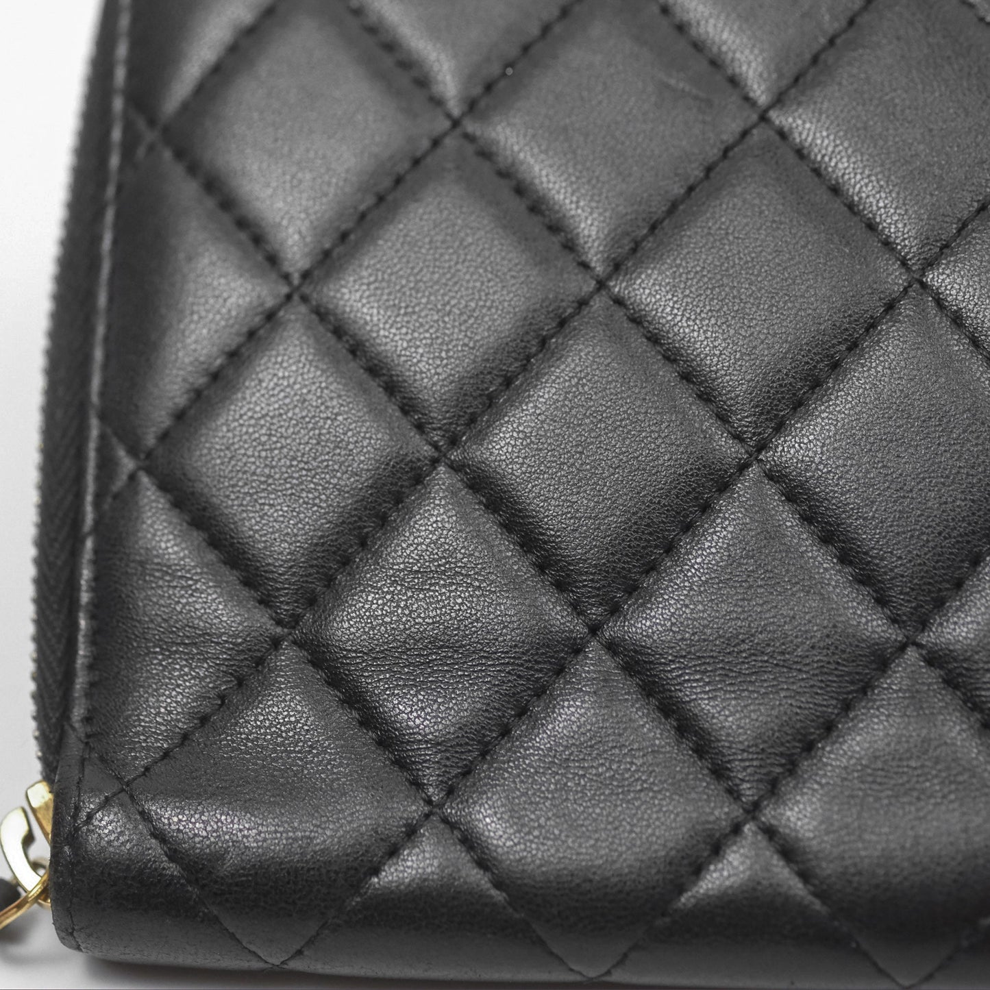 Chanel Zip Around Organiser Wallet Black Lambskin Gold Hardware
