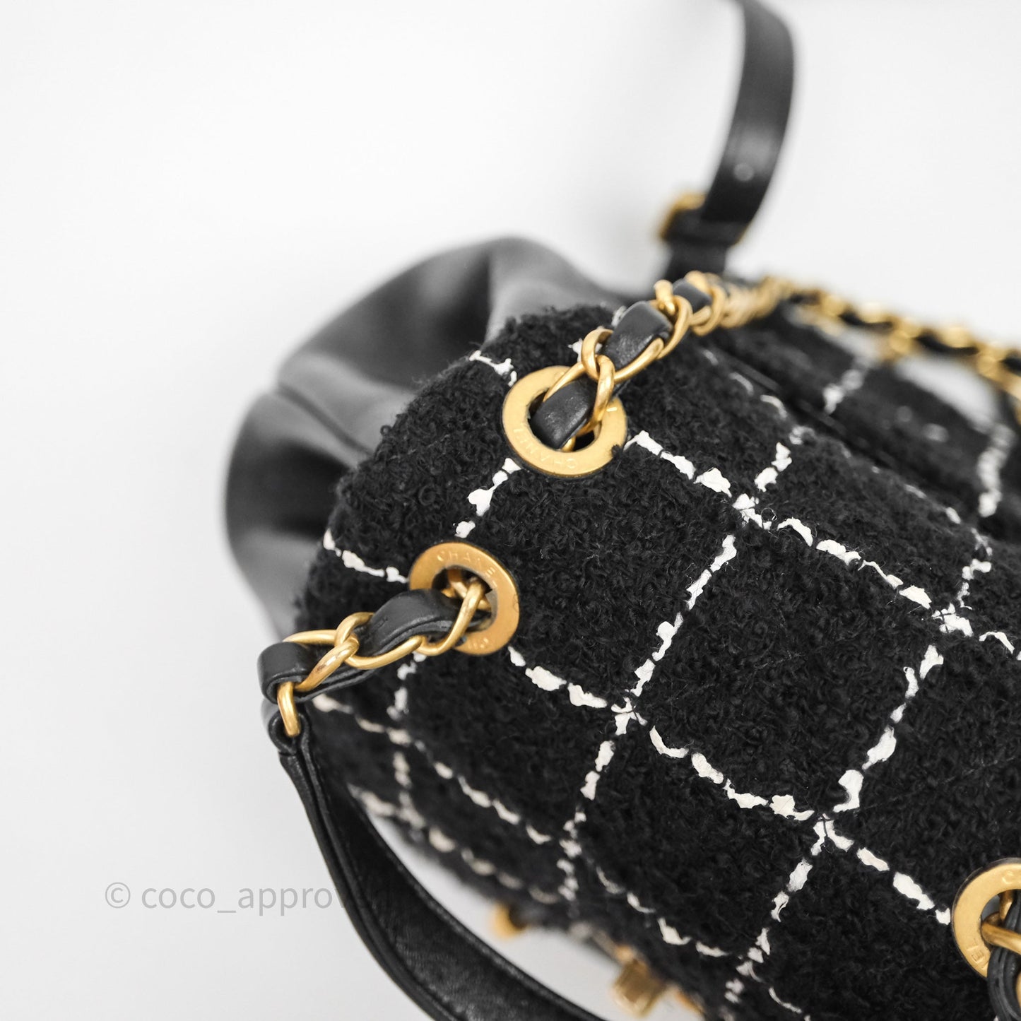 Chanel Duma Backpack Black Tweed Aged Gold Hardware