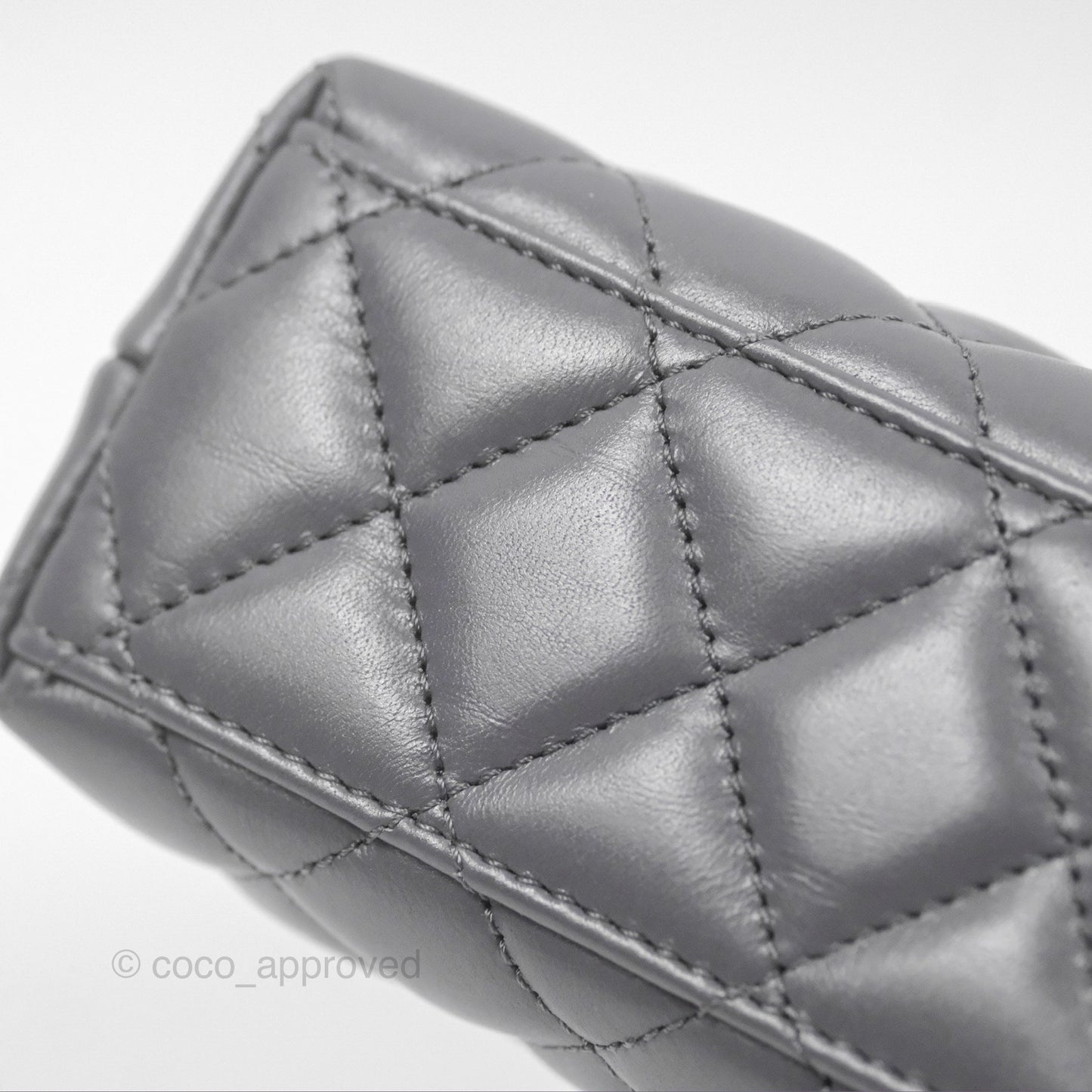 Chanel Kelly Bag Quilted Grey Shiny Calfskin Aged Gold Hardware