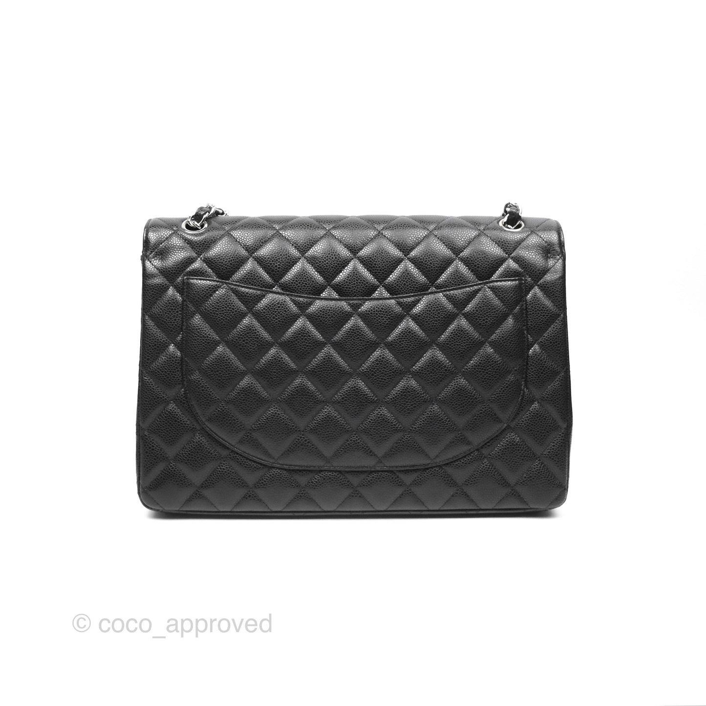 Chanel Quilted Maxi Double Flap Black Caviar Silver Hardware