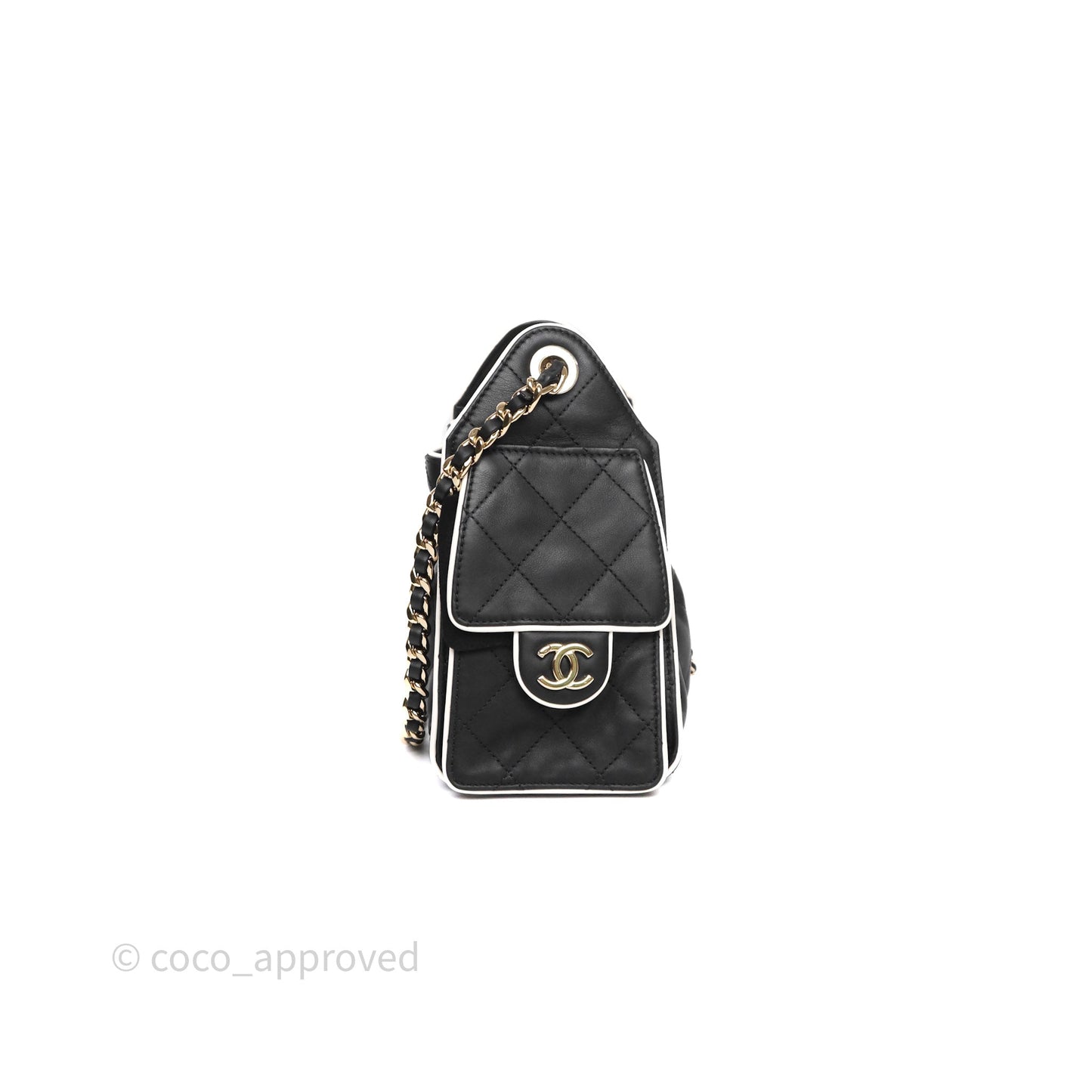 Chanel 25 Mini Bag Black/ White Calfskin Gold Hardware