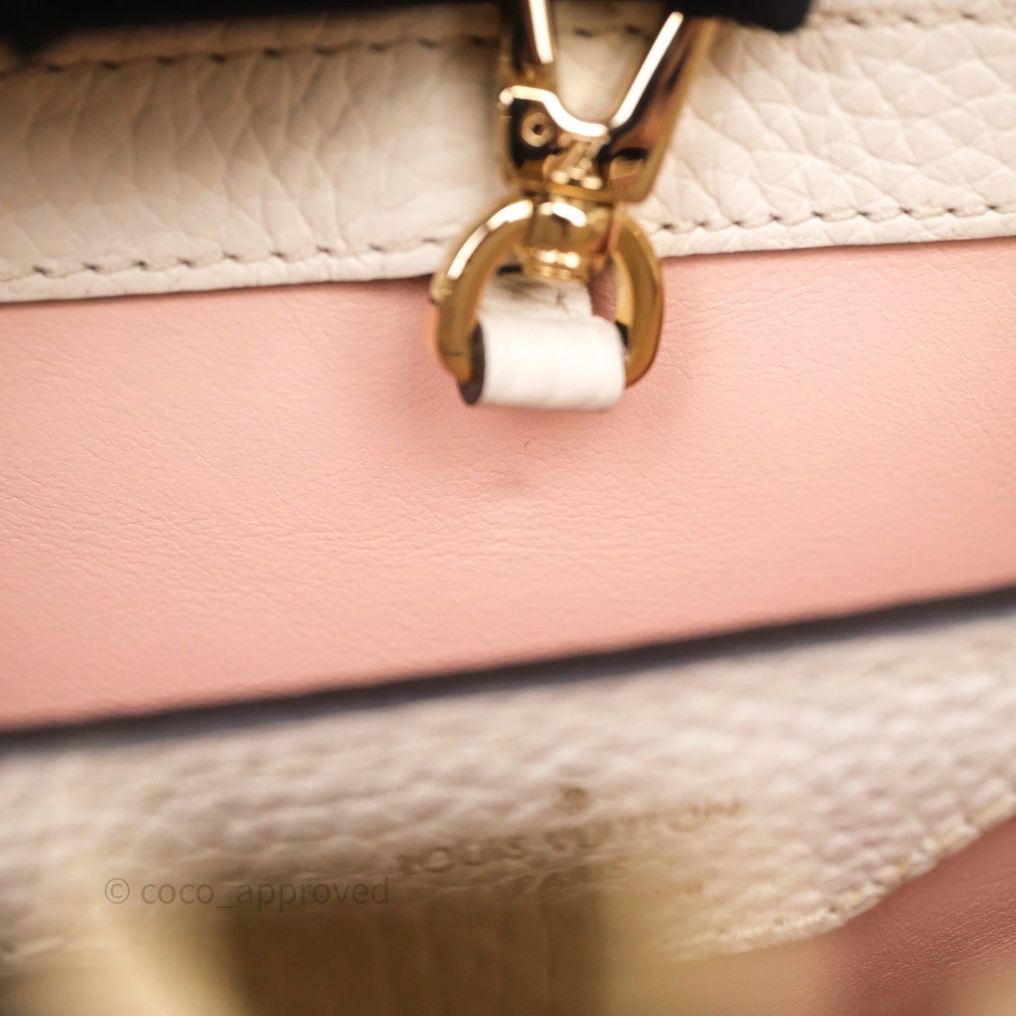 Louis Vuitton Capucines BB Creme Rose Jade Taurillon Leather Gold Hardware
