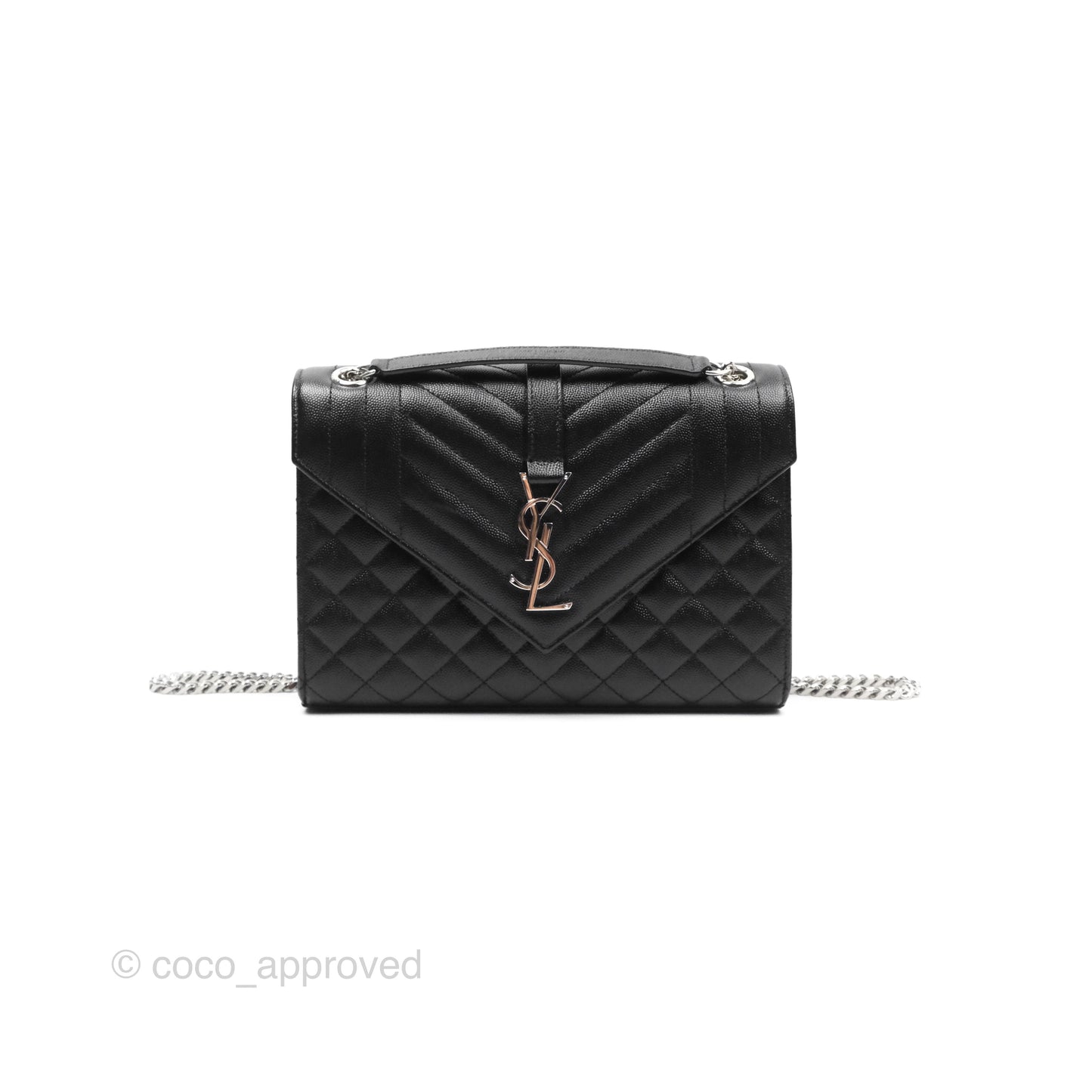 Saint Laurent Medium Envelope Black Caviar Silver Hardware