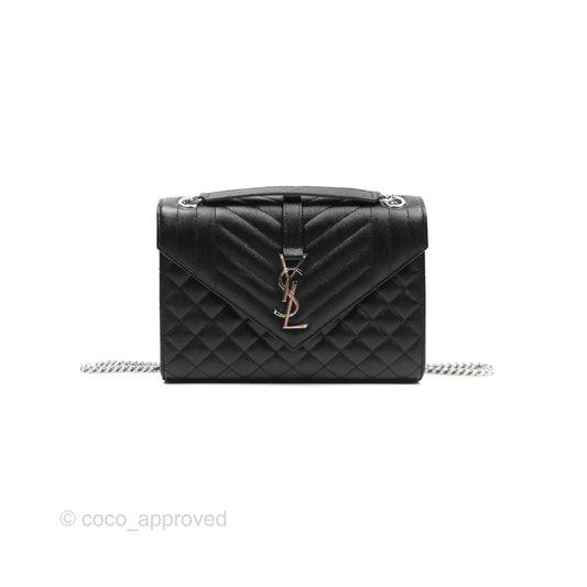 Saint Laurent Medium Envelope Black Caviar Silver Hardware